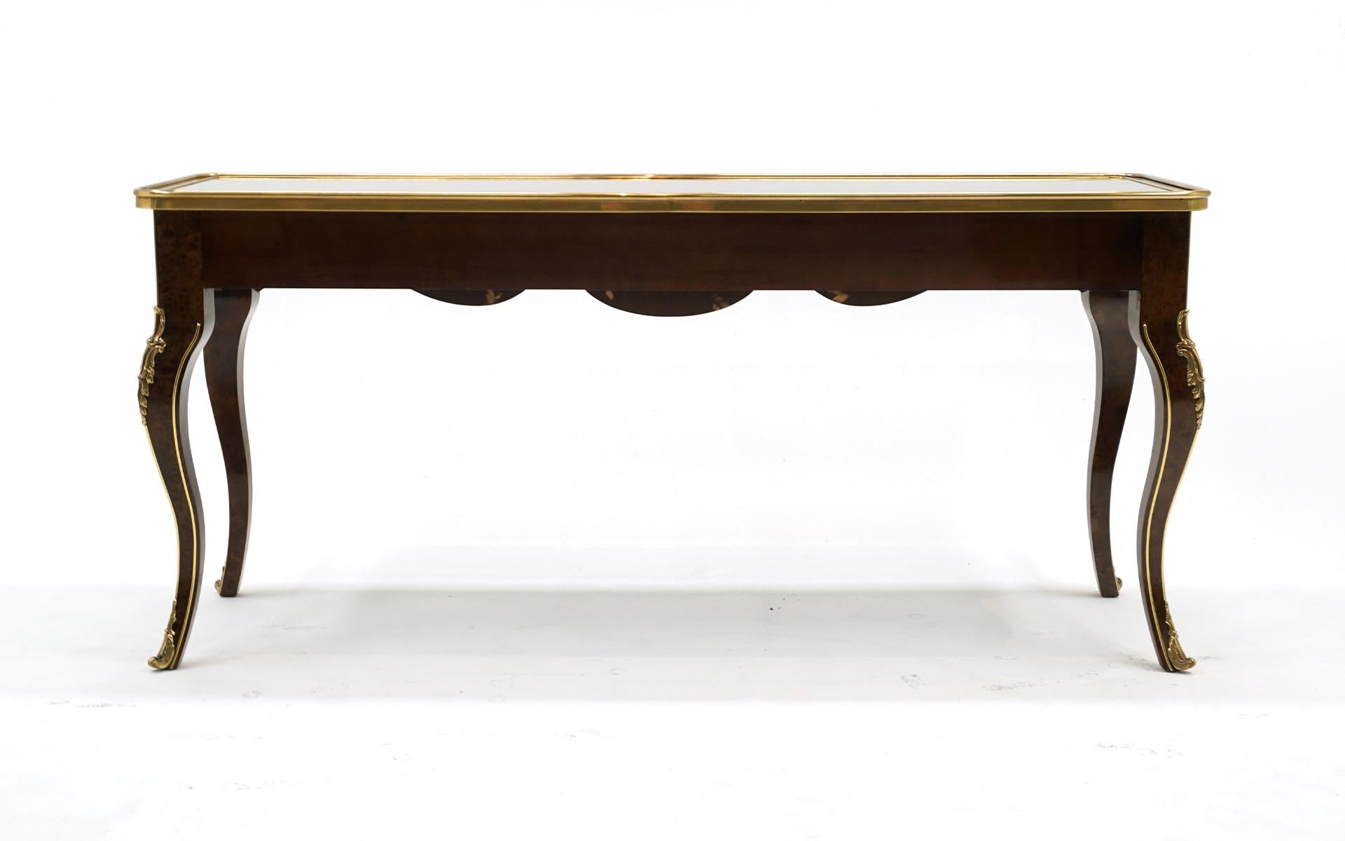 Console / Sofa Table by Mastercraft in Brass and Burl.  Signed. For Sale 4
