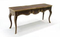 Console / Sofa Table by Mastercraft in Brass and Burl.  Signed.