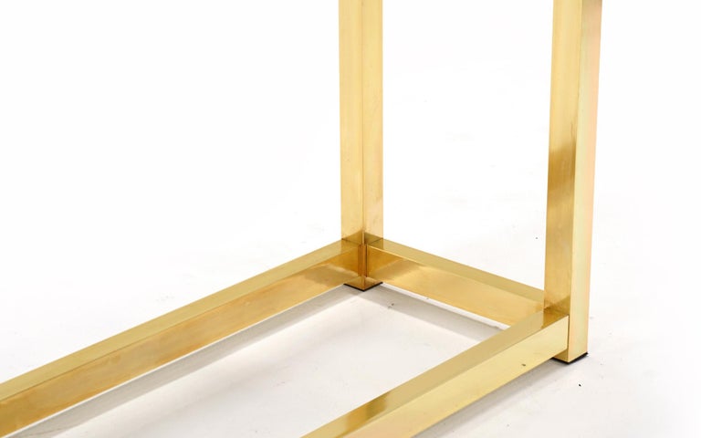 Console / Sofa Table in Brass Anodized Aluminum and Gray Glass For Sale ...