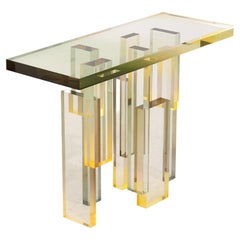 Green Amber Gradient Crystal Contemporary Console Table 02 by Saerom Yoon