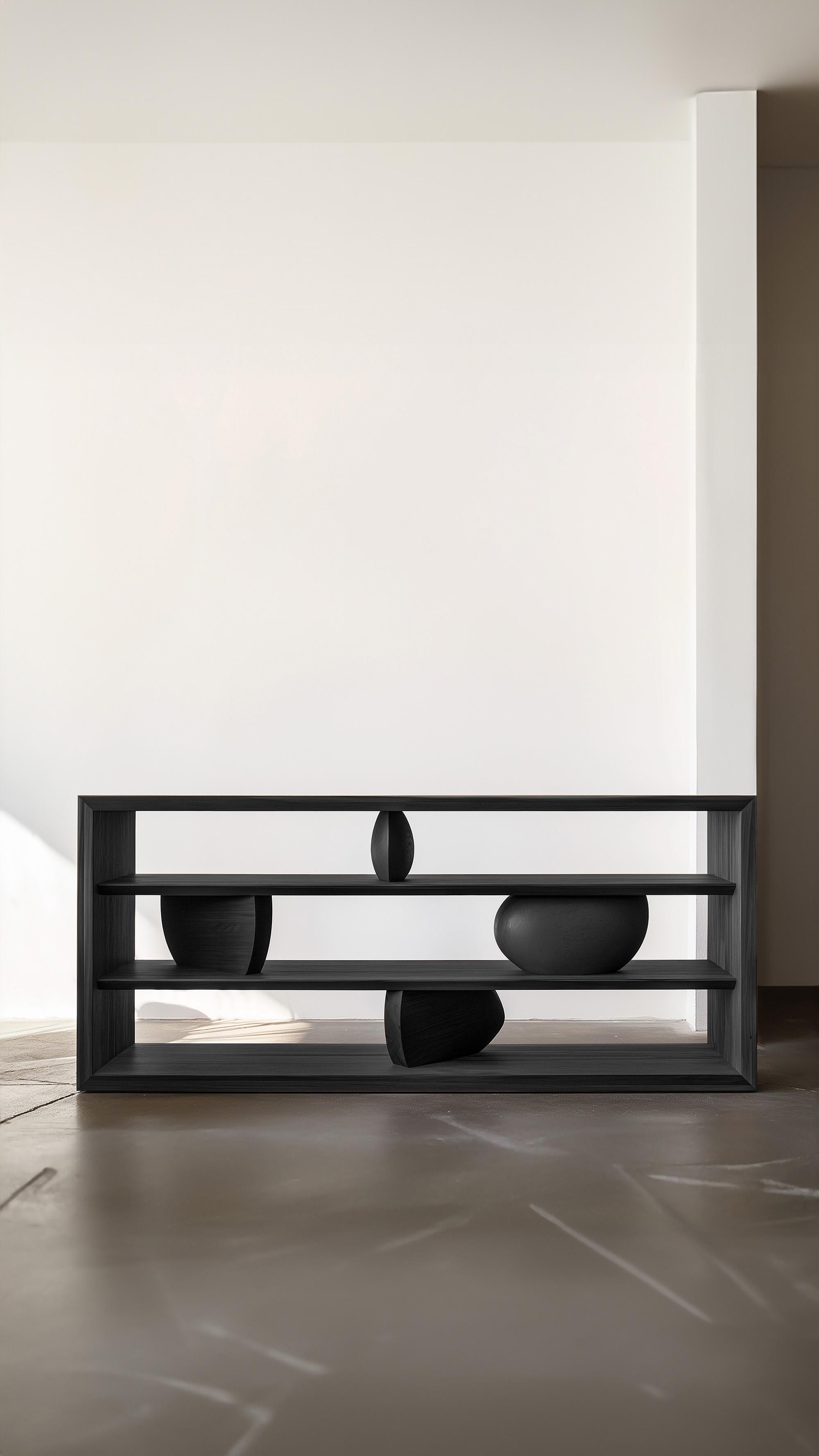 Wood Console Table 10, Modern Design, Sculptural Elements, Sereno by Joel Escalona For Sale