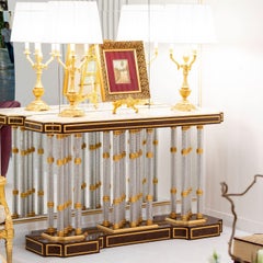 Mesa Consola 18 Patas en Bronce y Cristal