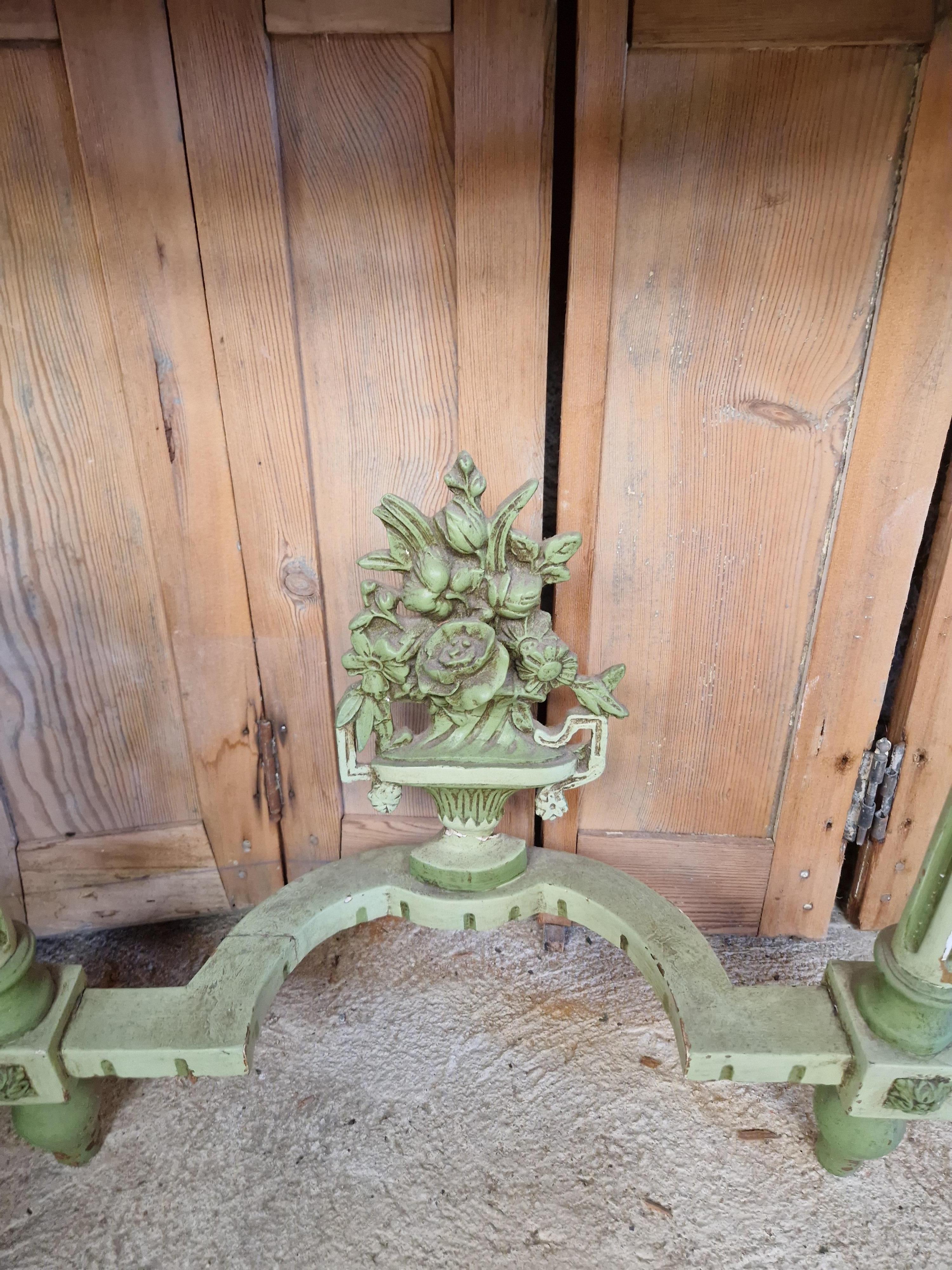 Wood 19th Century Console Table and Mirror French Green Louis XVI For Sale