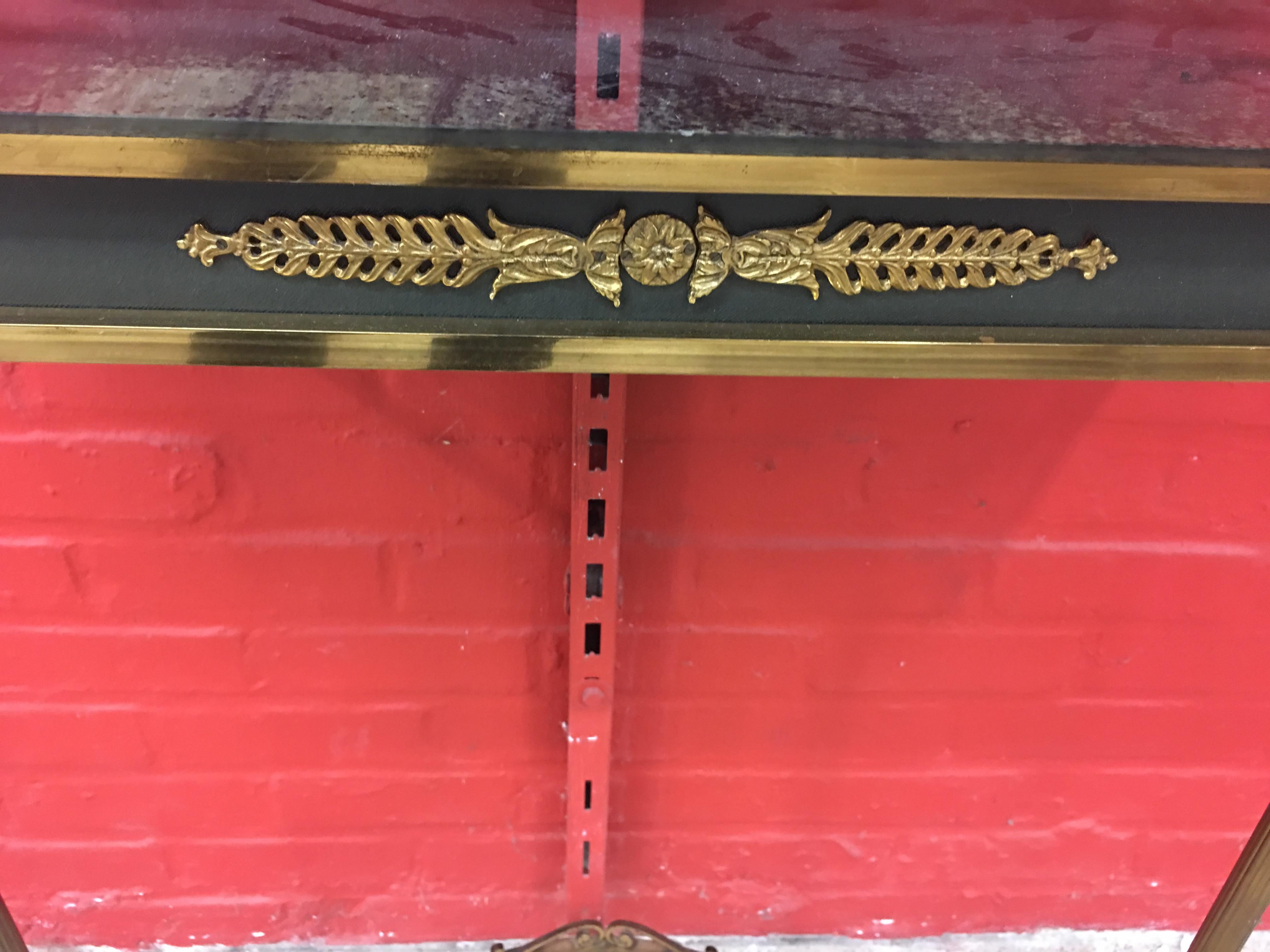 Console Table and Mirror in Brass and Lacquered Metal, circa 1950-1960 In Good Condition For Sale In Saint-Ouen, FR