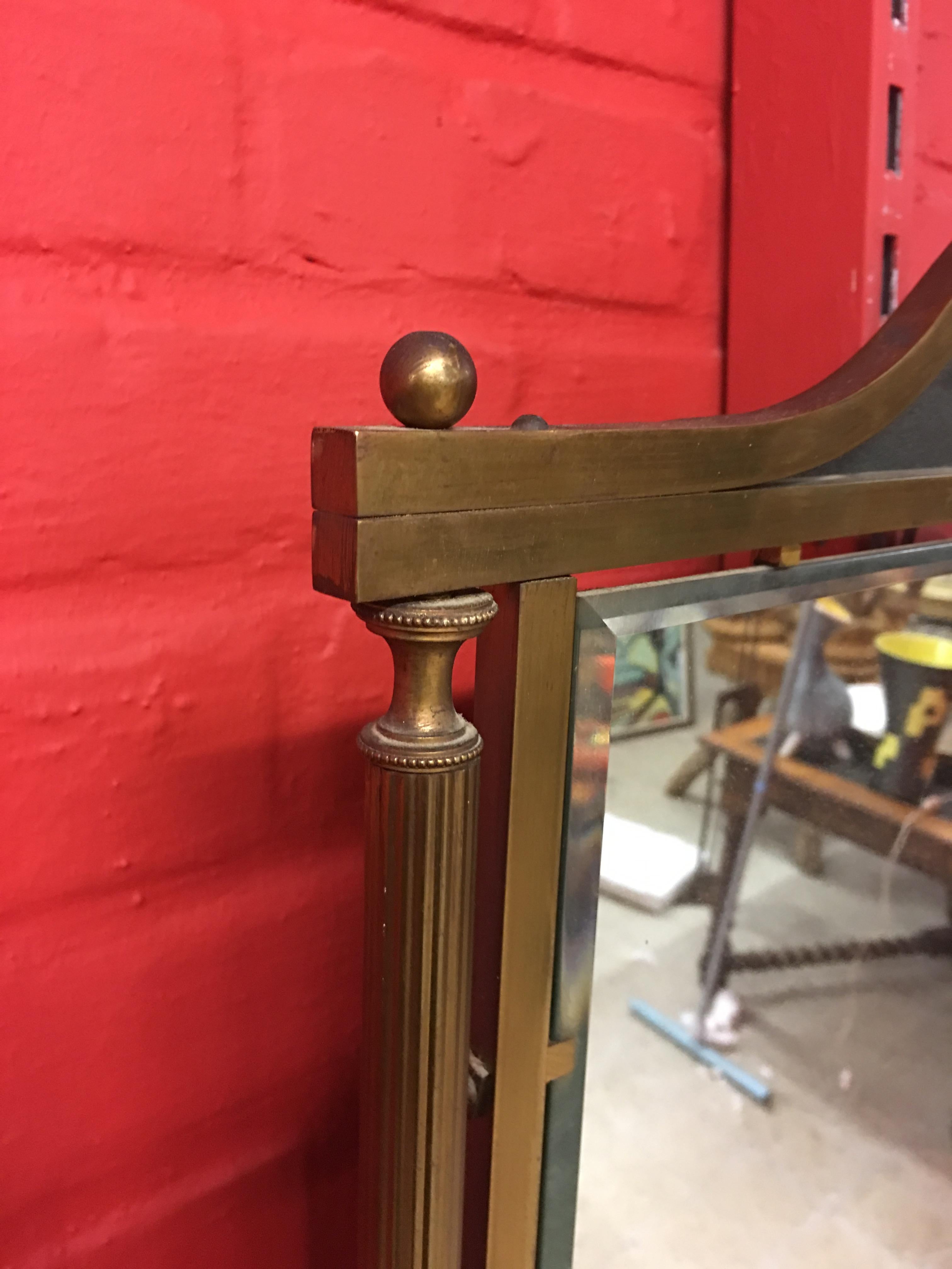 Console Table and Mirror in Brass and Lacquered Metal, circa 1950-1960 For Sale 1