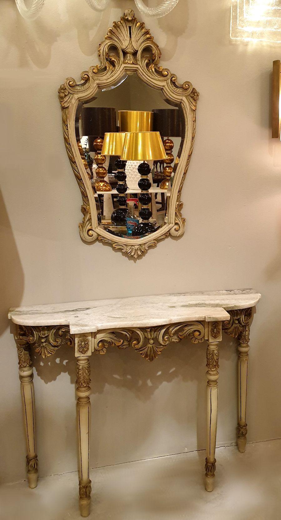 Neoclassical Console Table and Mirror Set, France 1920s For Sale