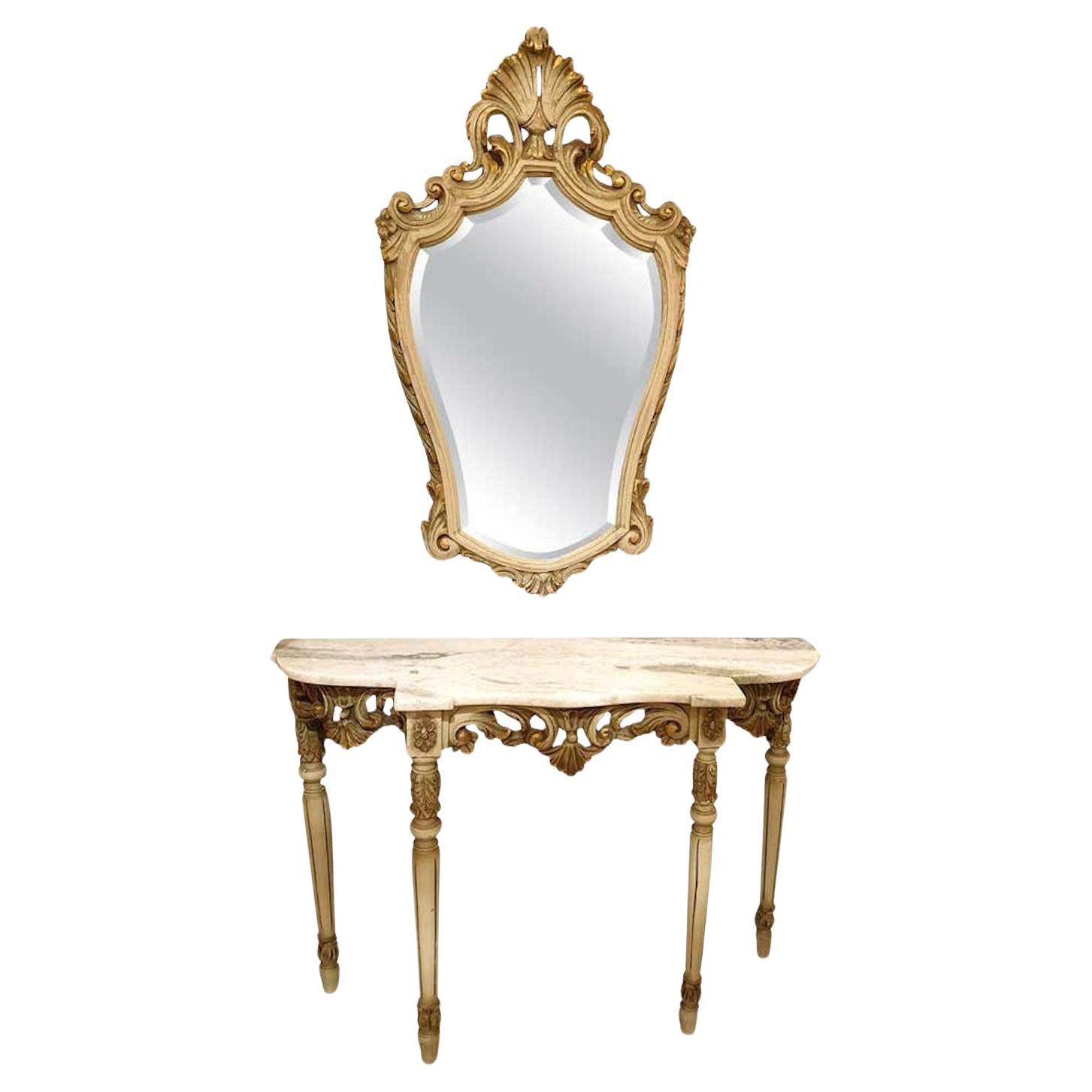 Console Table and Mirror Set, France 1920s For Sale