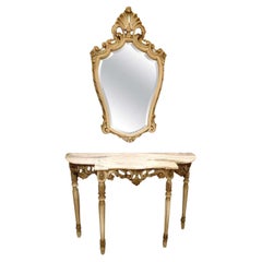 Antique Console Table and Mirror Set, France 1920s