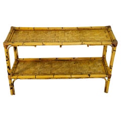 Console Table Bamboo Woven Rattan Rectangular Midcentury Italian Design 1960s