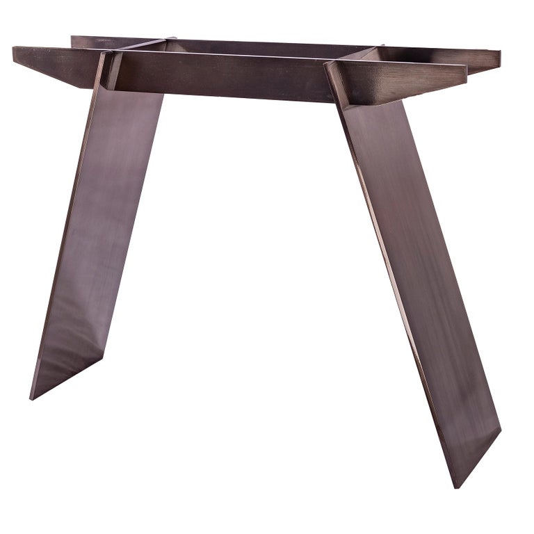 Rectangular Console Table, Natural Brazilian Quartz with Metal Base For Sale at 1stDibs