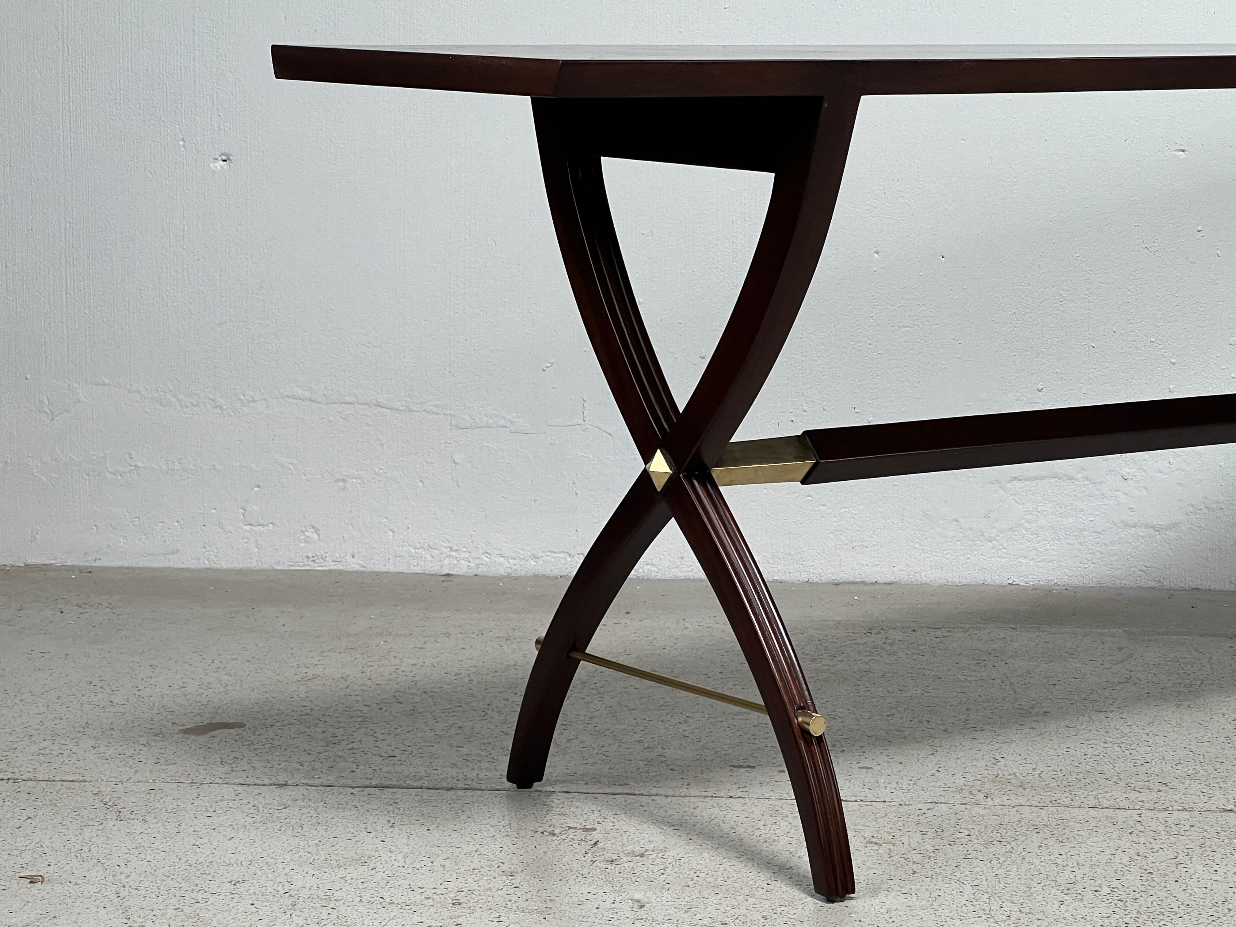 Mesa consola de Edward Wormley para Dunbar Caoba en venta