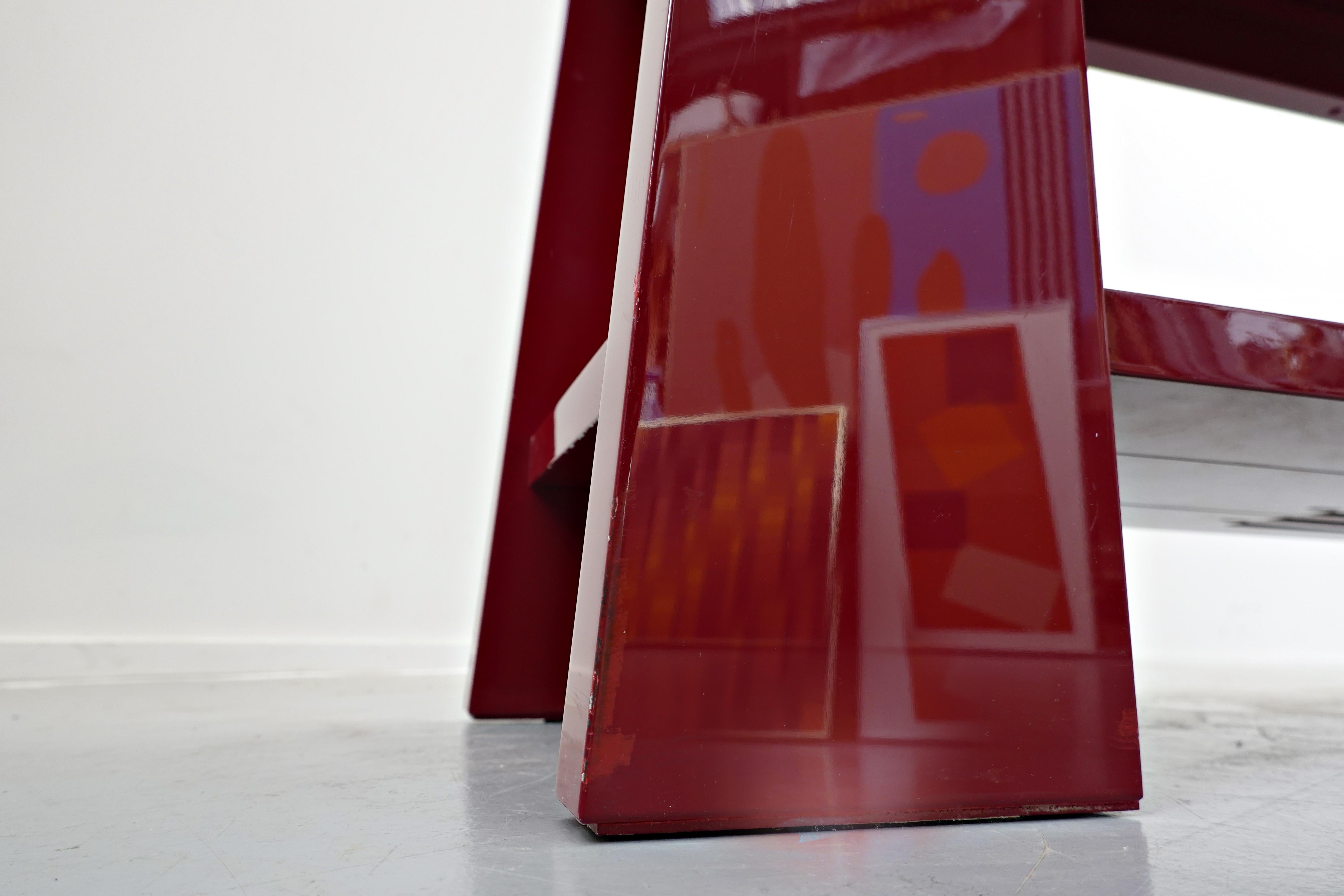 Red Console Table by Emiel Veranneman, 1980s For Sale 3