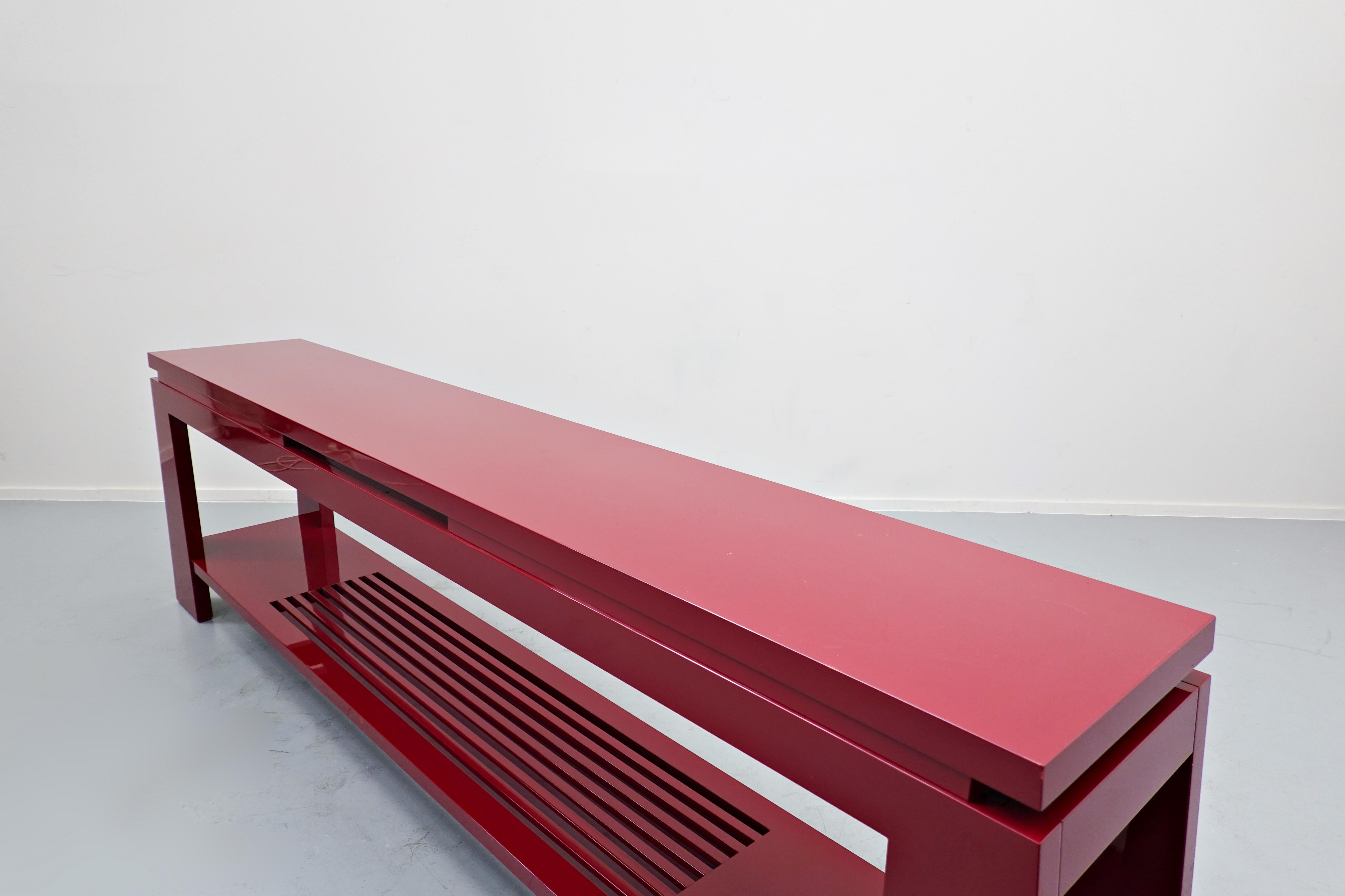 Red Console Table by Emiel Veranneman, 1980s For Sale 4