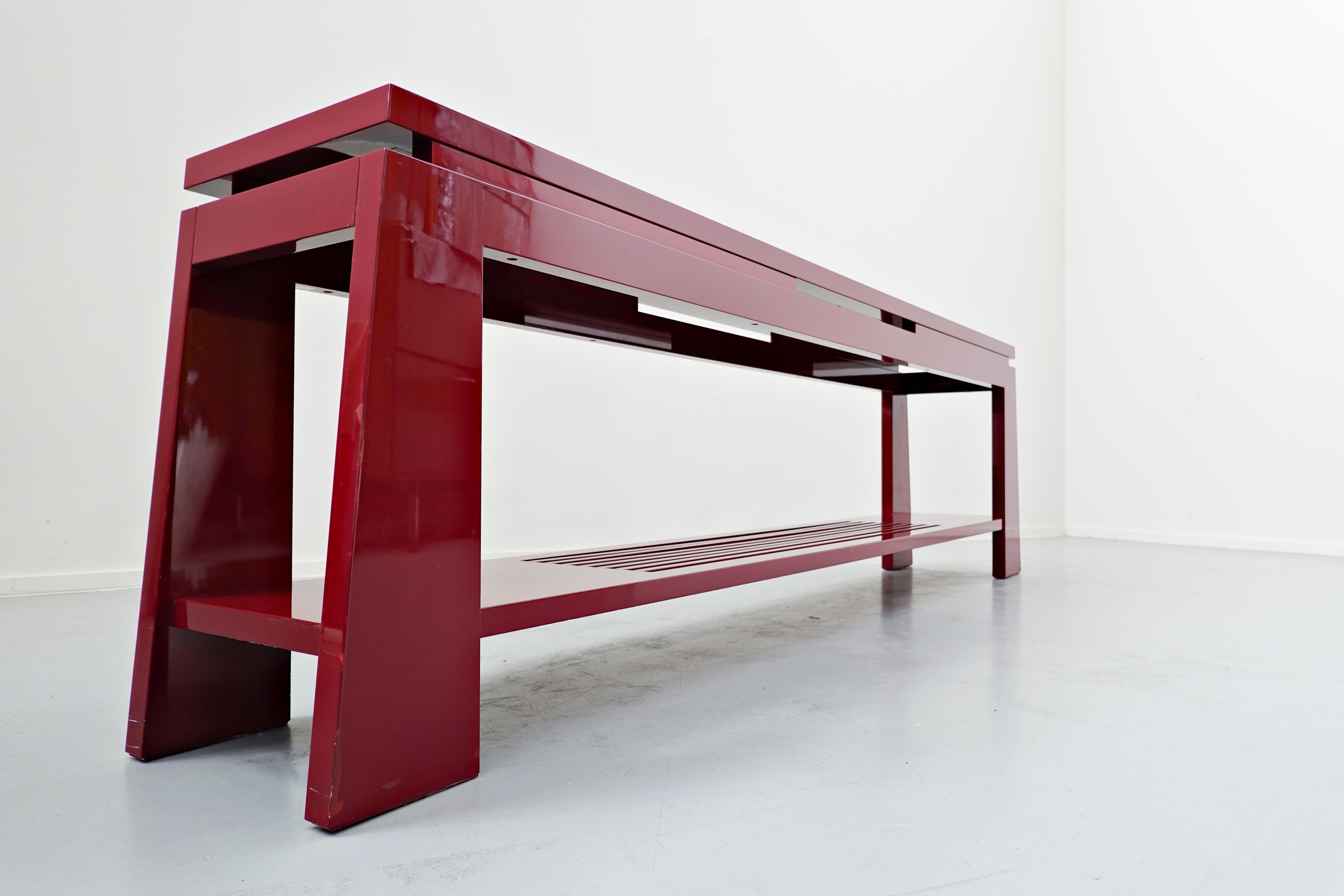 Mid-Century Modern Red Console Table by Emiel Veranneman, 1980s For Sale