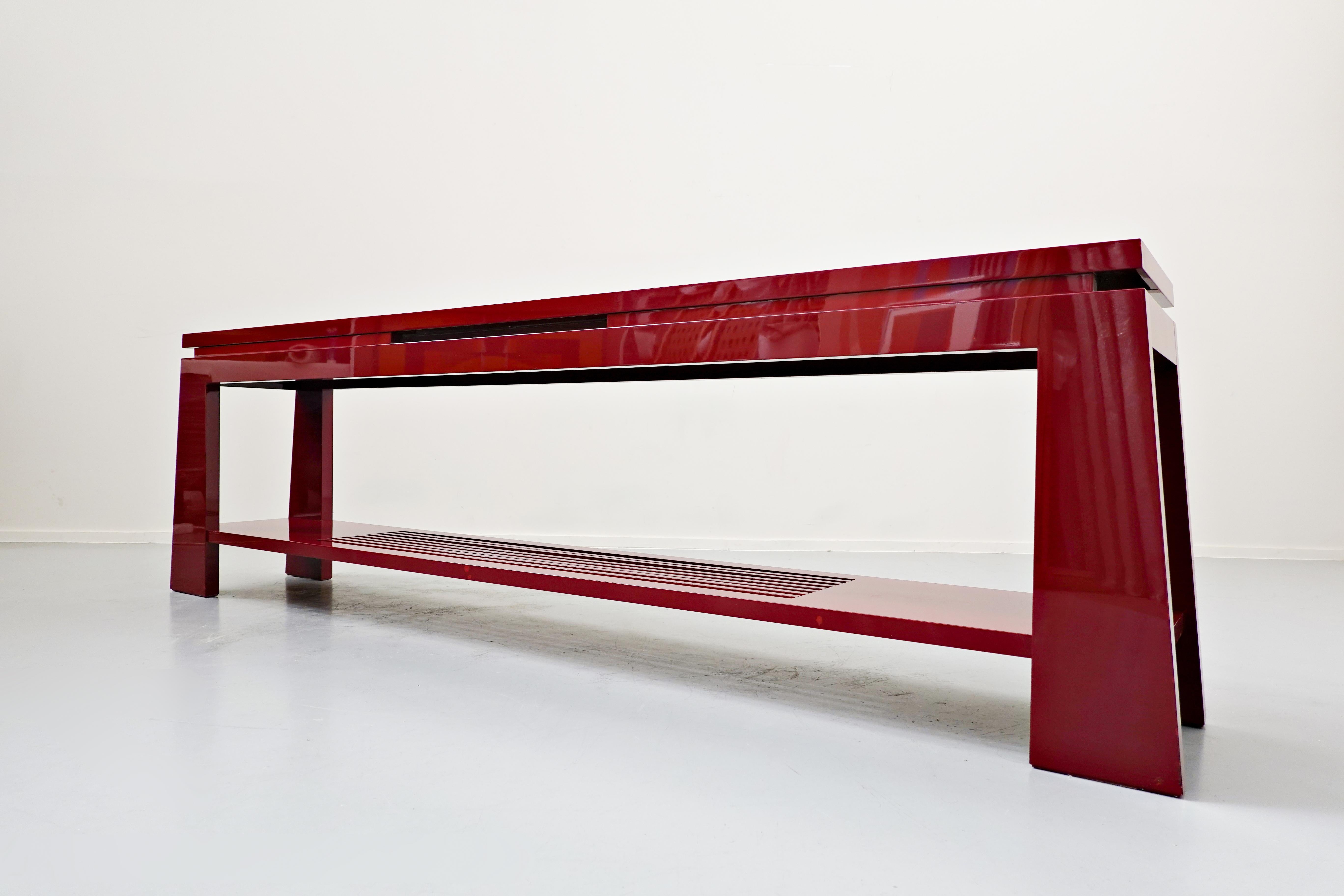 Belgian Red Console Table by Emiel Veranneman, 1980s For Sale