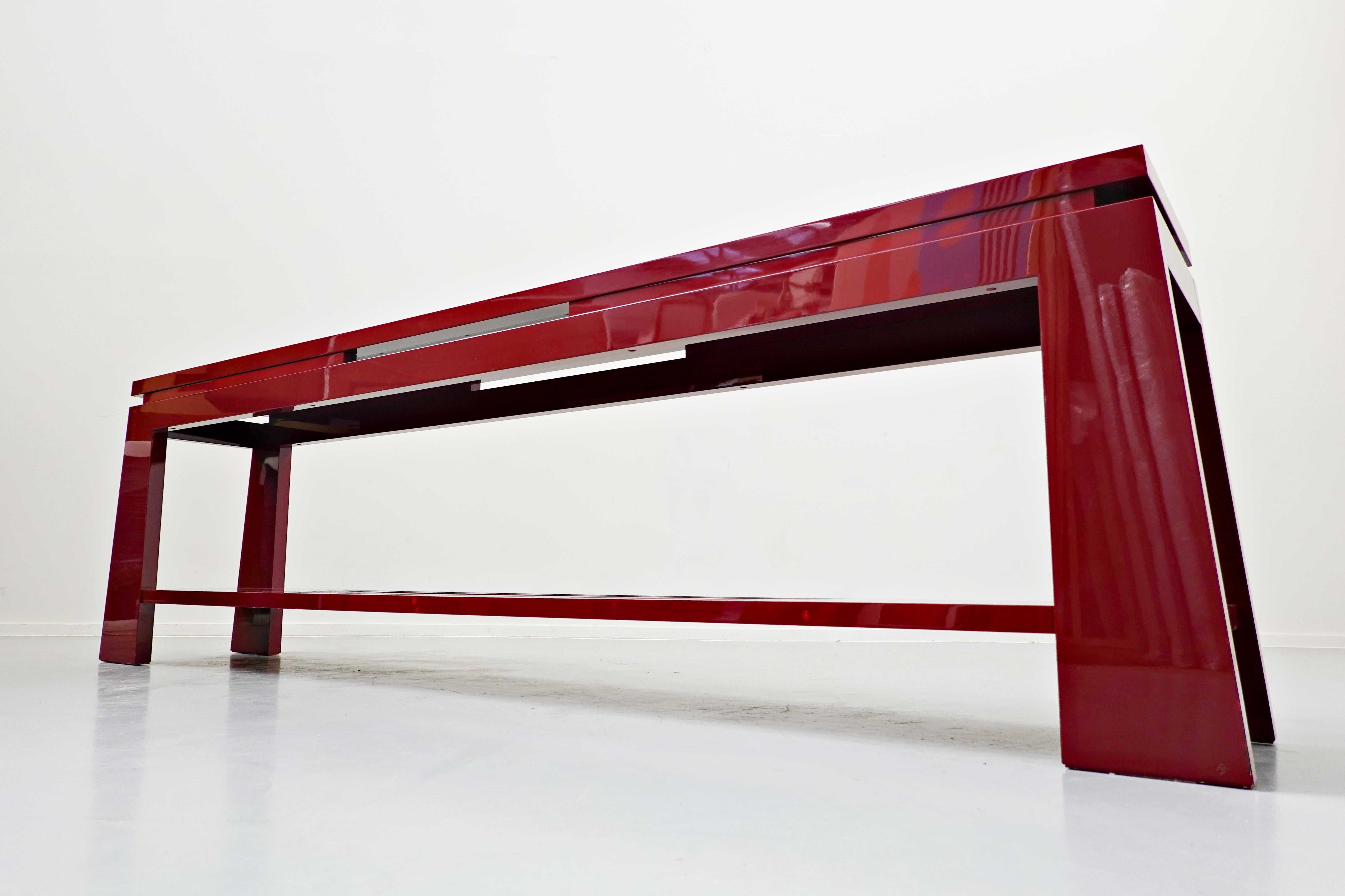 Lacquered Red Console Table by Emiel Veranneman, 1980s For Sale