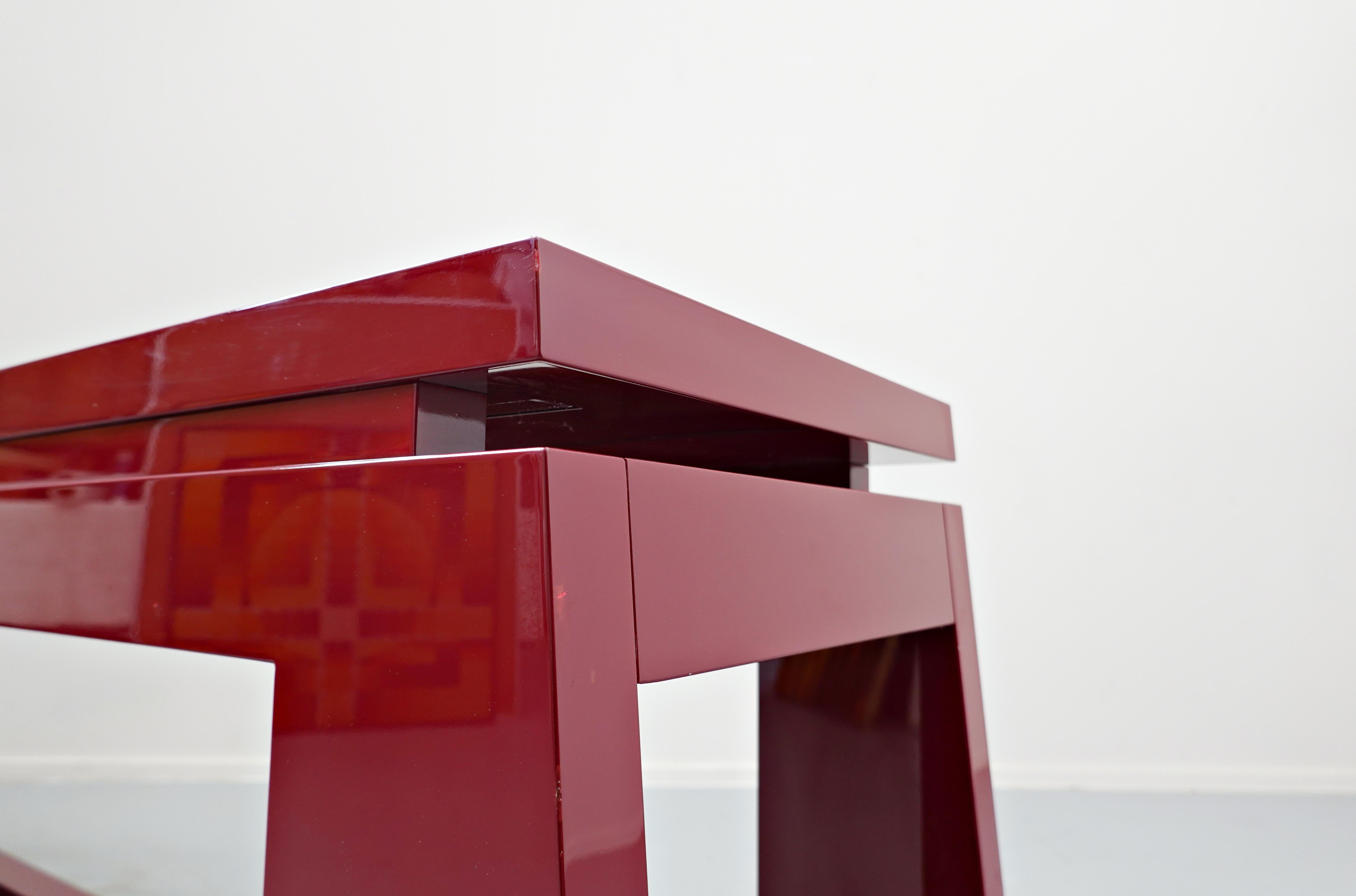 Wood Red Console Table by Emiel Veranneman, 1980s For Sale