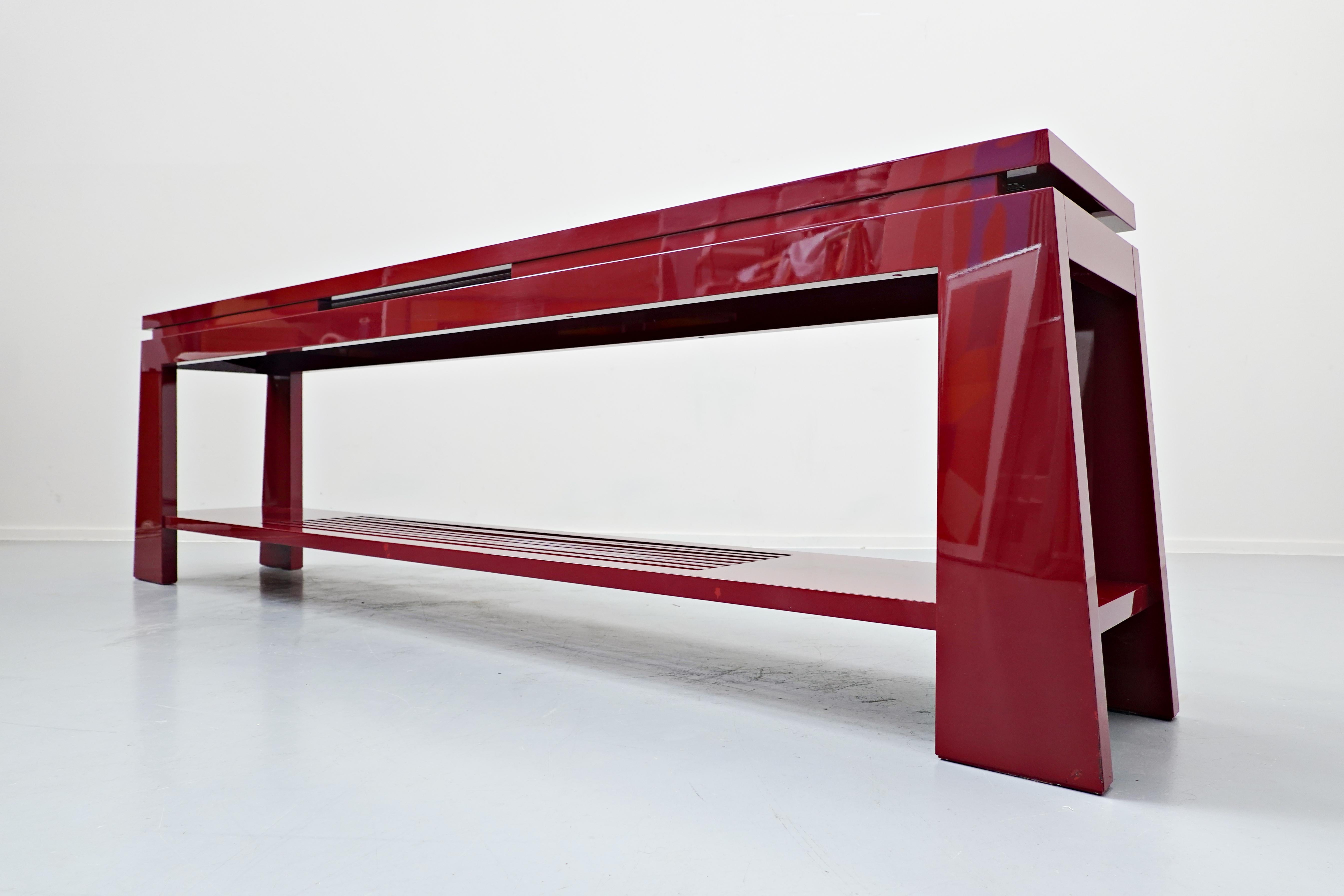 Red Console Table by Emiel Veranneman, 1980s For Sale 2