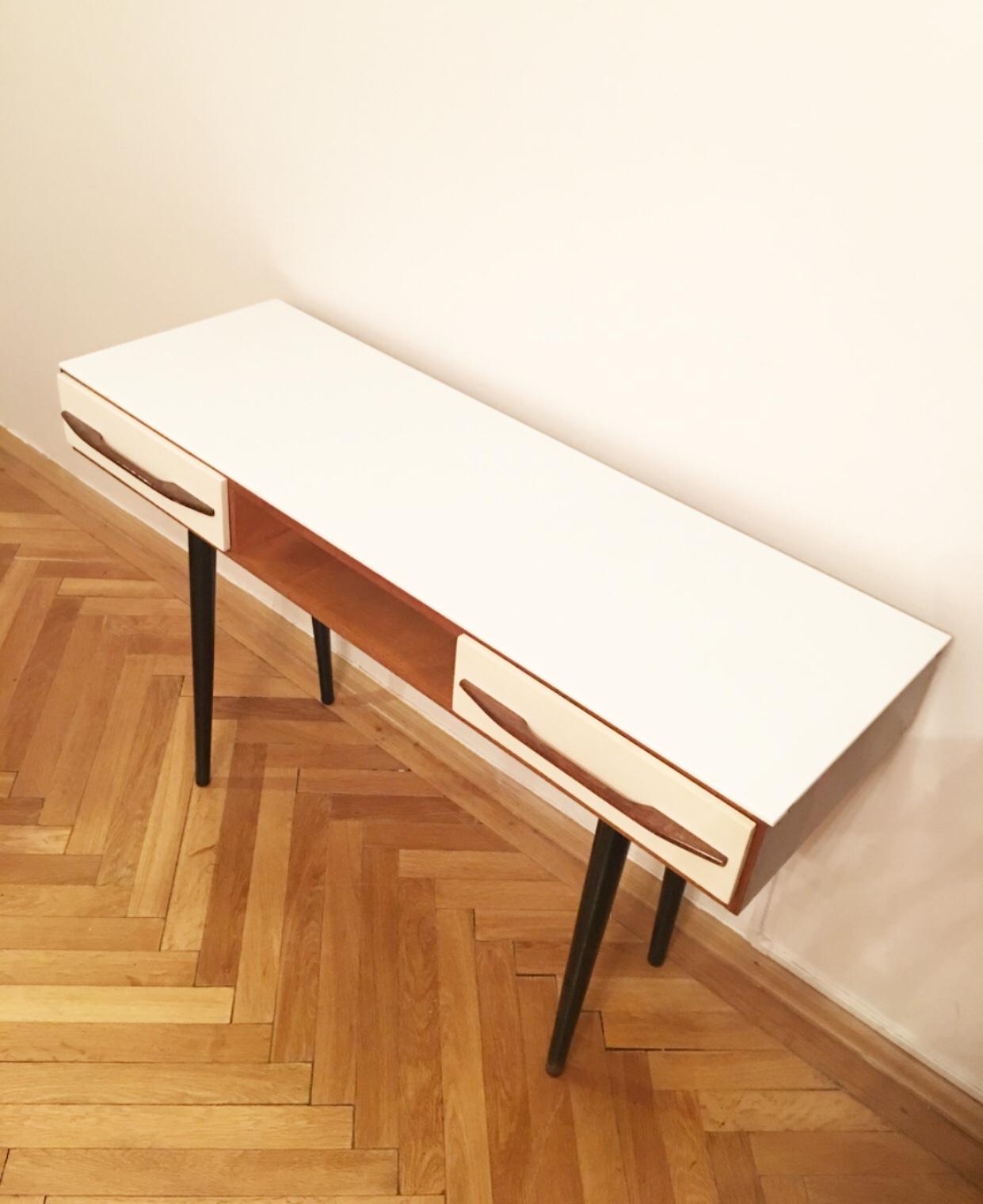 Console Table by Mojmir Pozar for UP Zavody, White In Good Condition In Prague, CZ