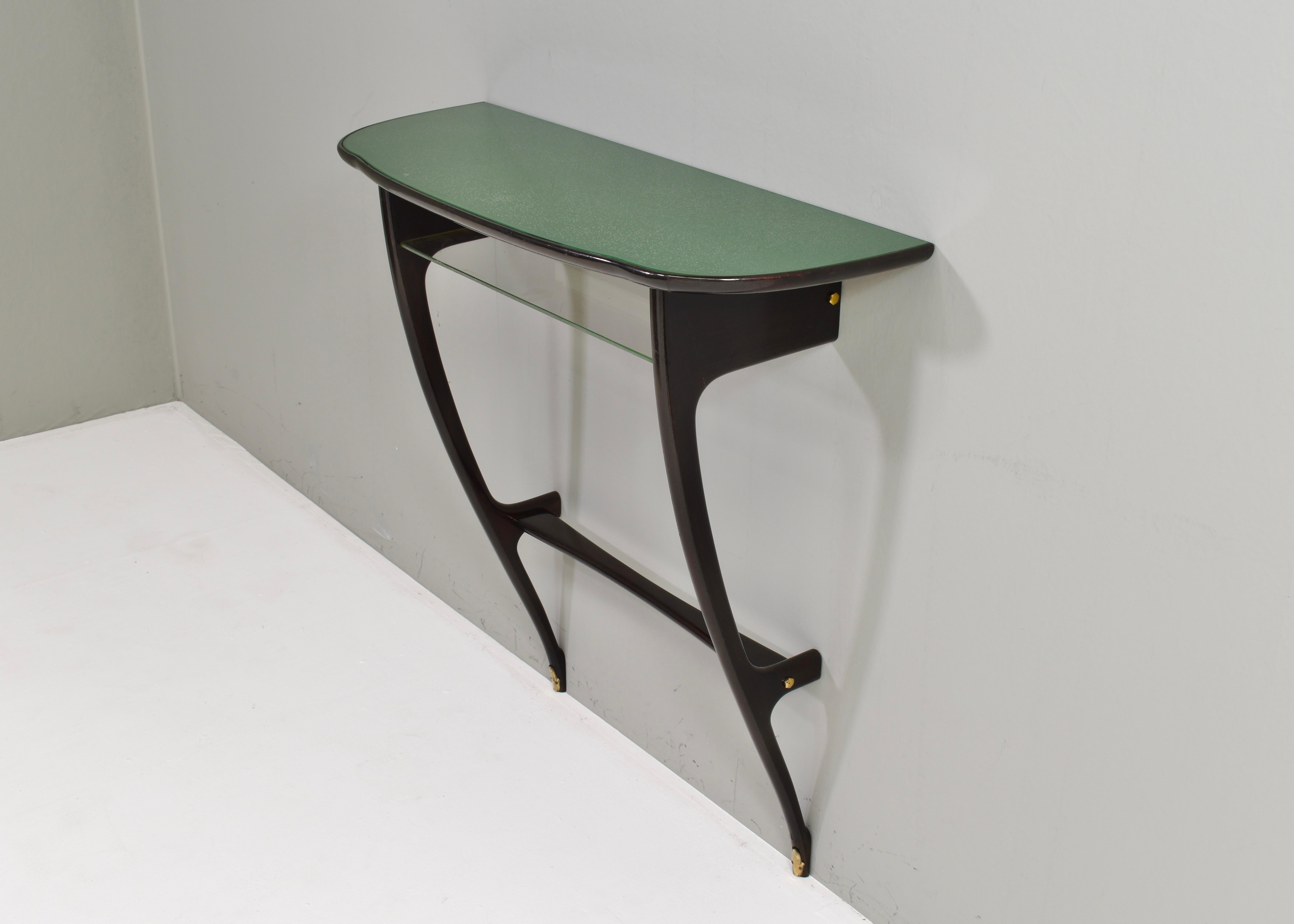 Konsolentisch von oder im Stil von Ico Parisi aus Ebenholz und Glas - Italien, 1950er Jahre (Moderne der Mitte des Jahrhunderts) im Angebot