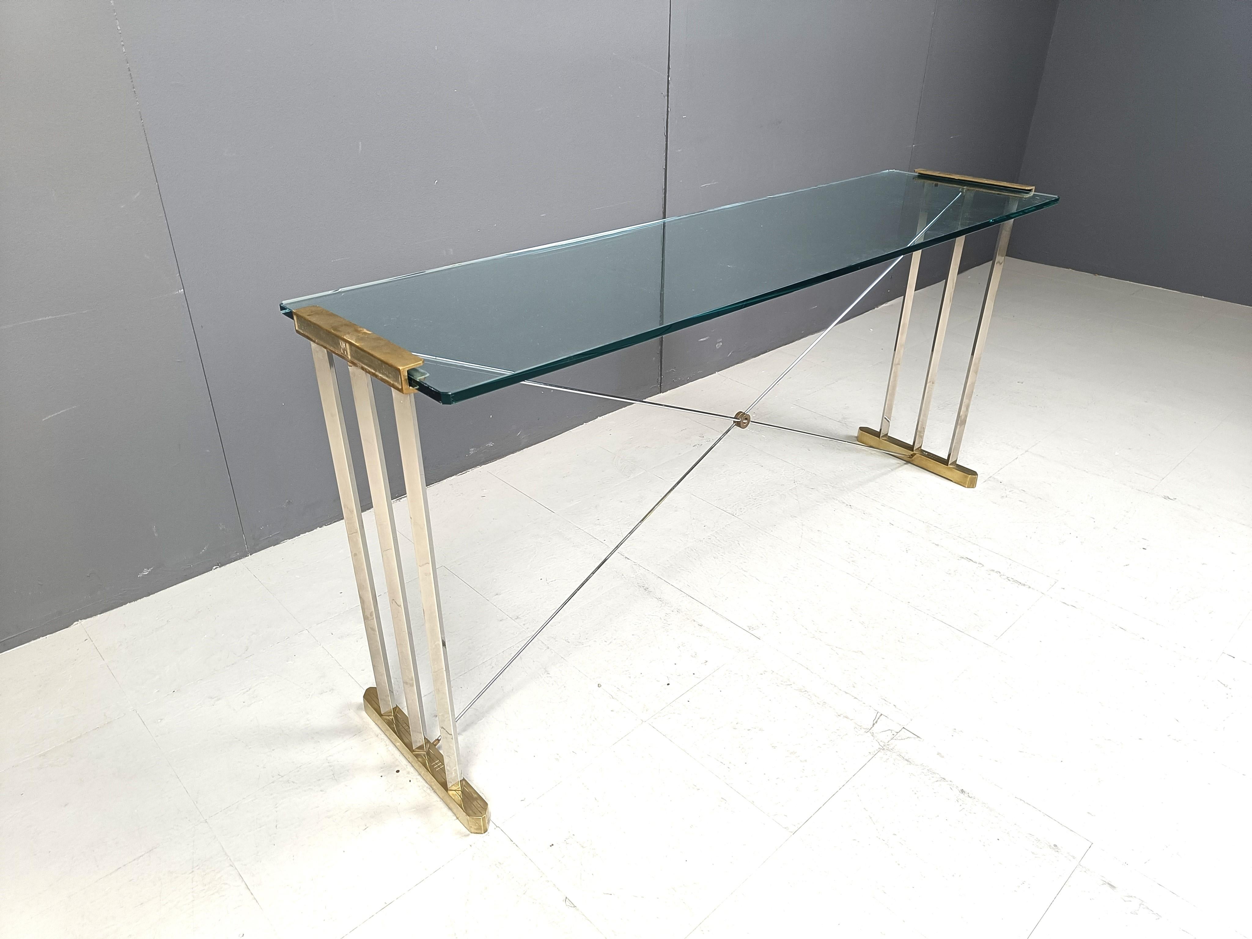 Brass Console table by Peter Ghyczy, 1970s For Sale