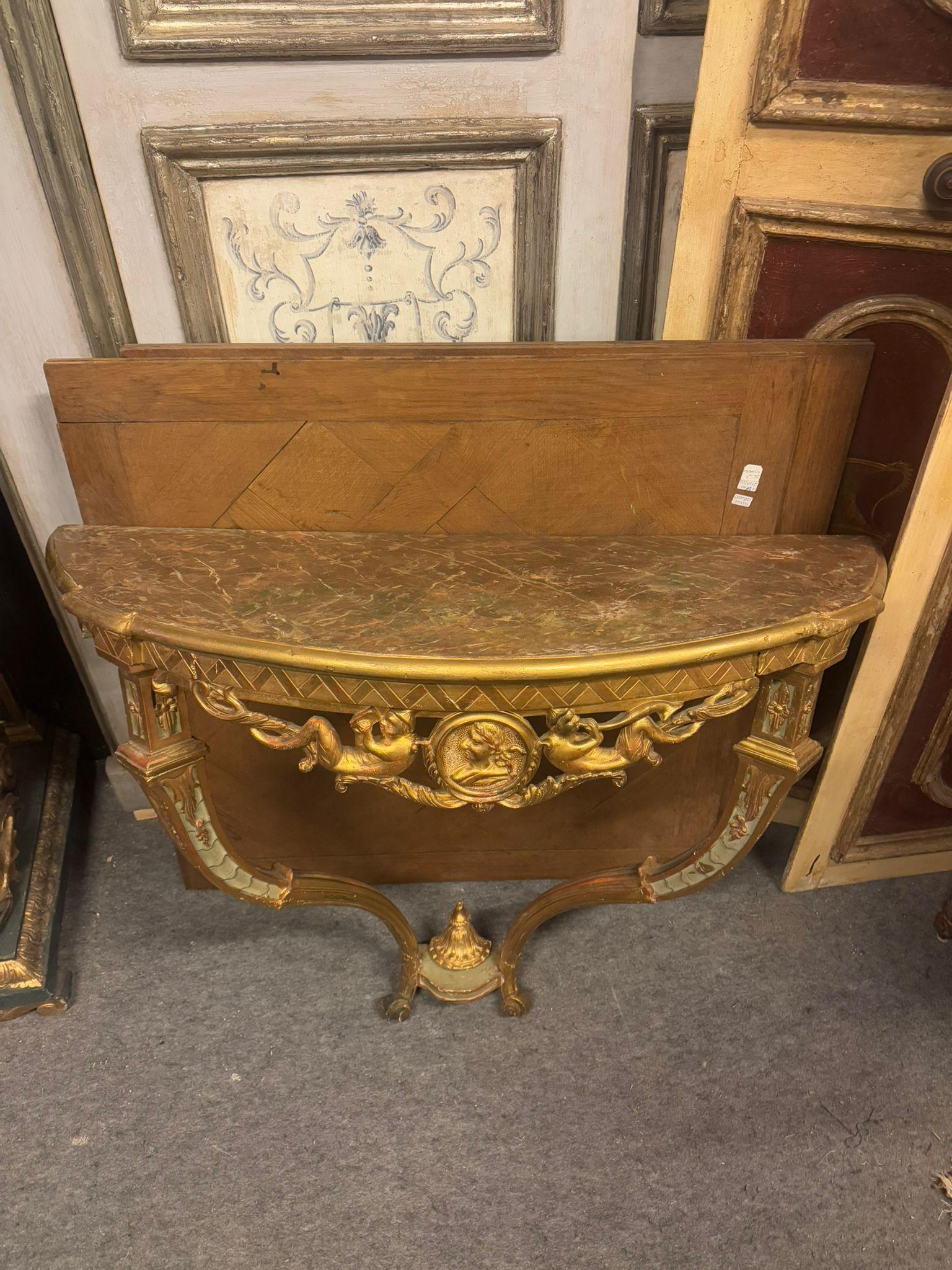 Console table carved in a drop shape in lacquered and gilded wood, Italy For Sale 6