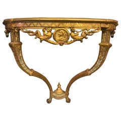 Console table carved in a drop shape in lacquered and gilded wood, Italy