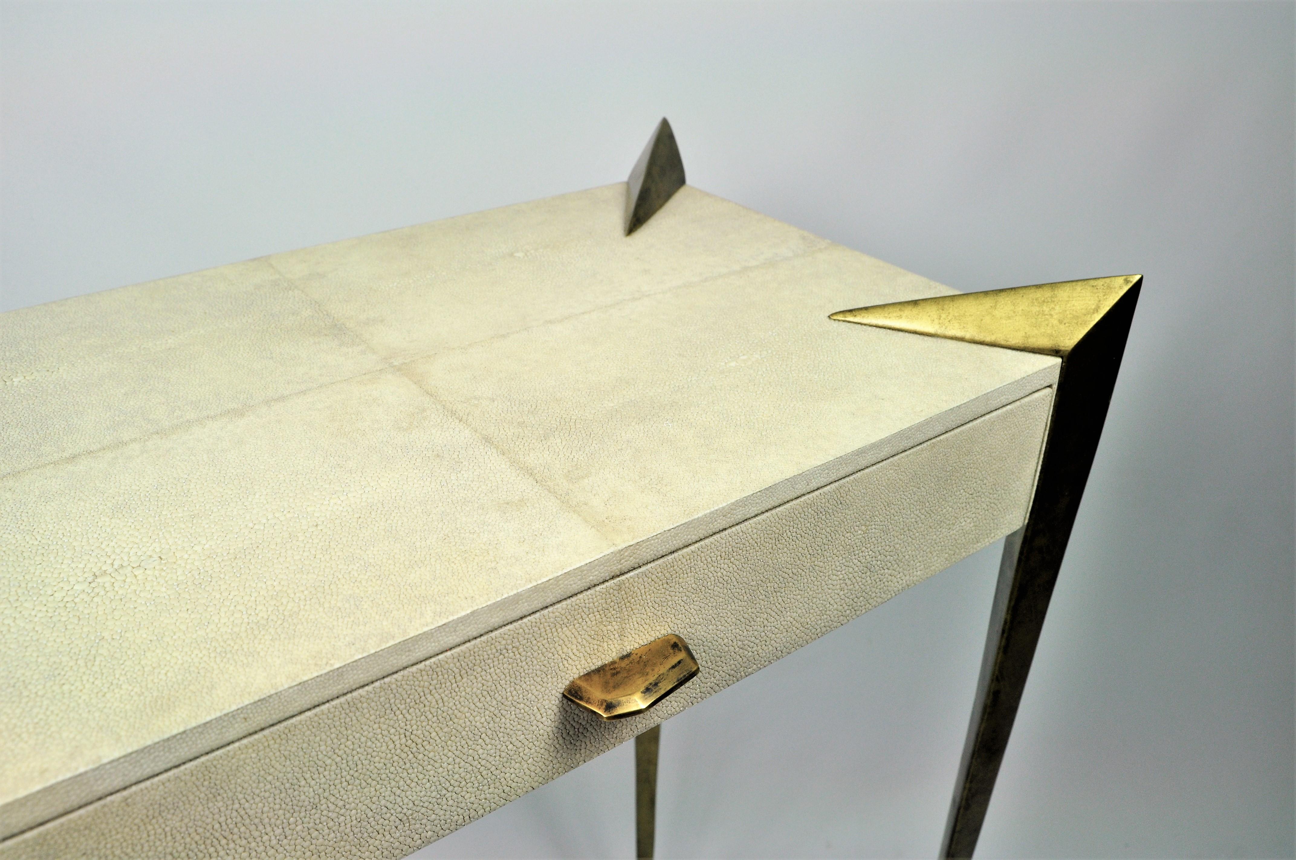 Futurist Console Table Circini in Shagreen by Ginger Brown For Sale