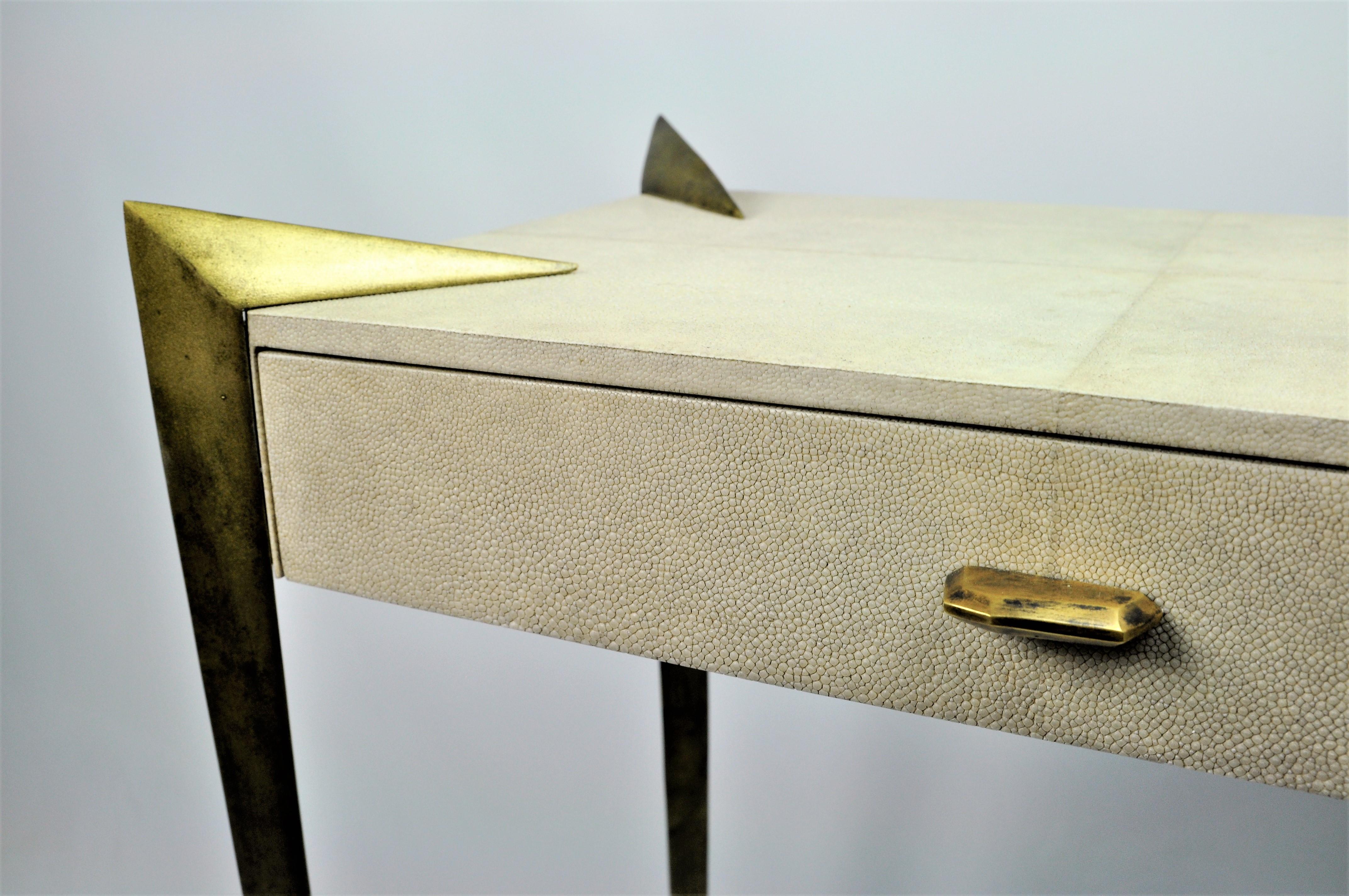 French Console Table Circini in Shagreen by Ginger Brown For Sale