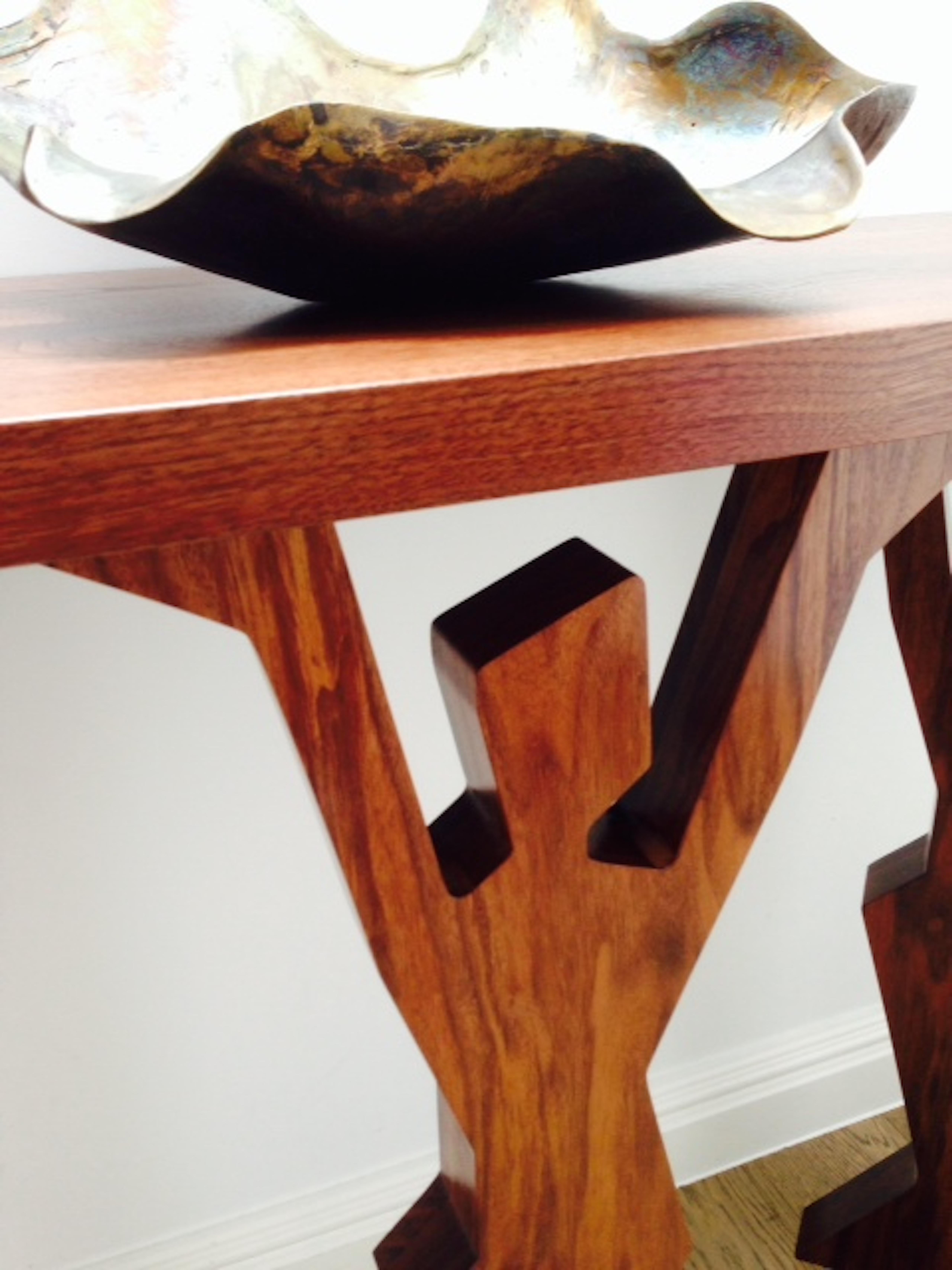 Modern Sculptural Console Table -  hand crafted in American walnut  For Sale