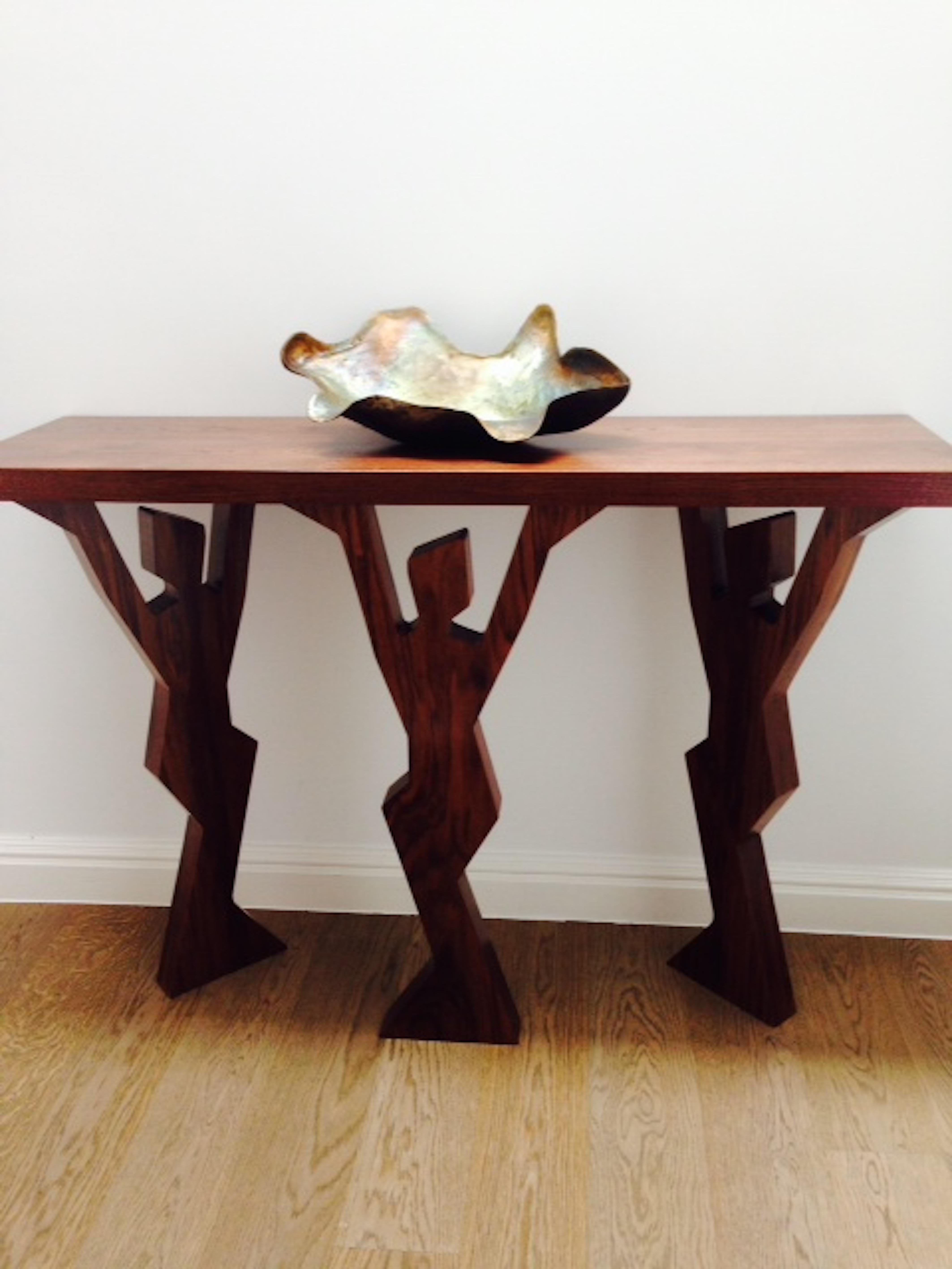 British Sculptural Console Table -  hand crafted in American walnut  For Sale