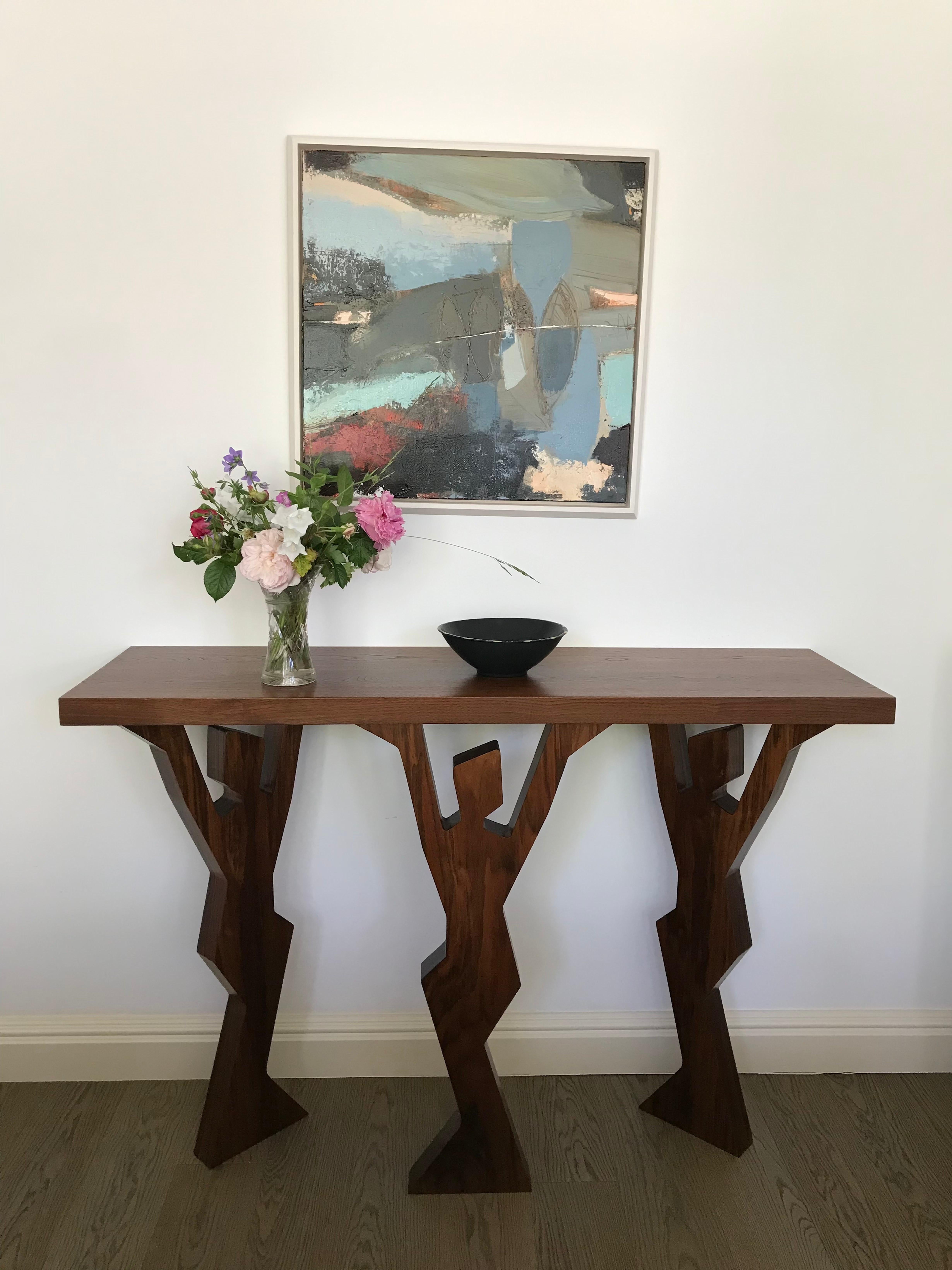 Hand-Crafted Sculptural Console Table -  hand crafted in American walnut  For Sale