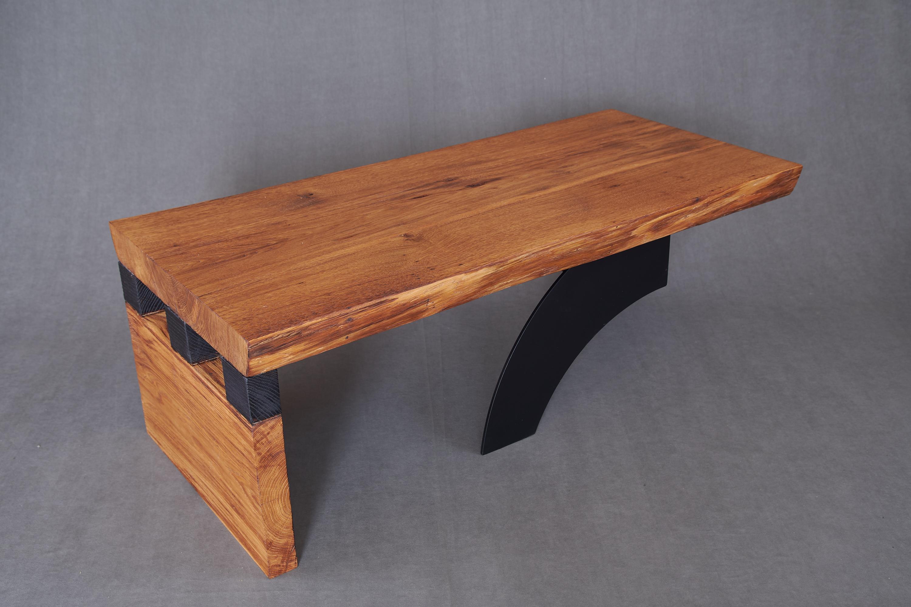Massive oak Coffee Table, Contemporary Original Design, Logniture For Sale 5