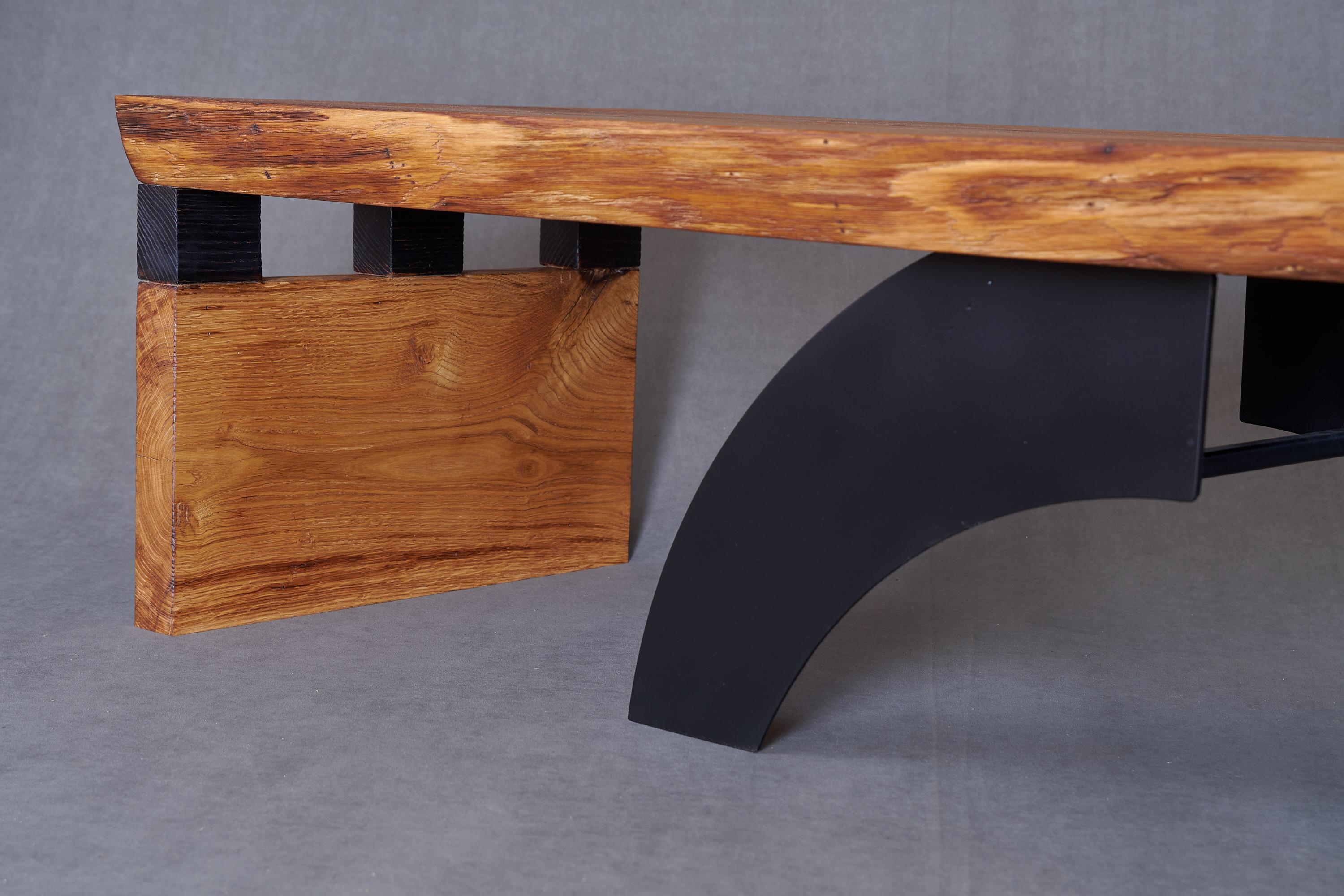 Massive oak Coffee Table, Contemporary Original Design, Logniture For Sale 9