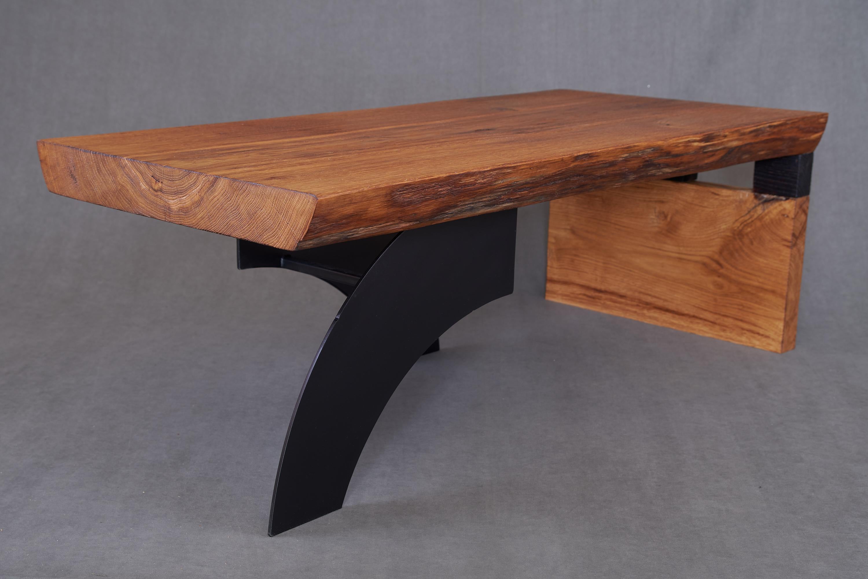 Massive oak Coffee Table, Contemporary Original Design, Logniture For Sale 12