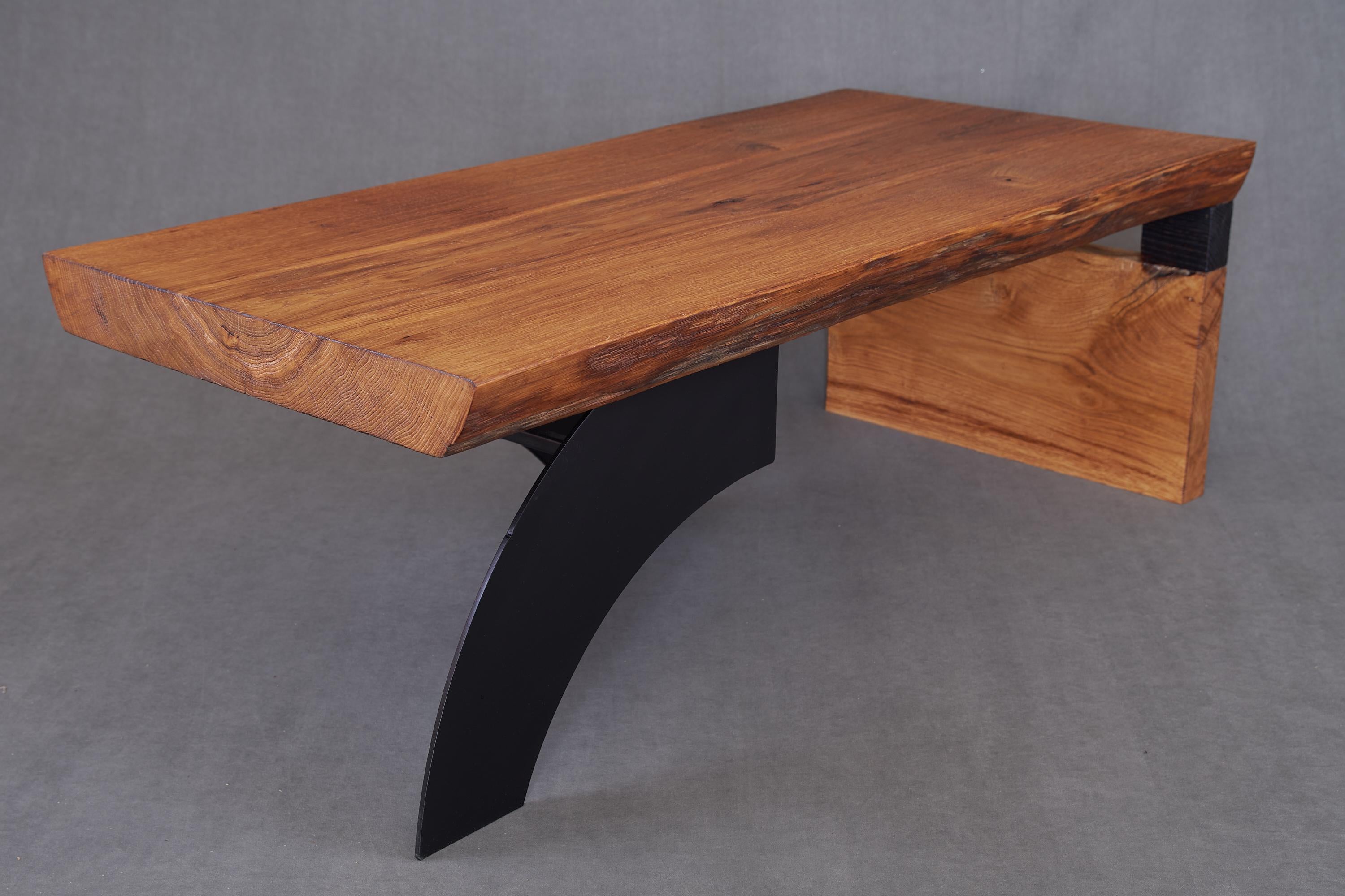 Massive oak Coffee Table, Contemporary Original Design, Logniture For Sale 13