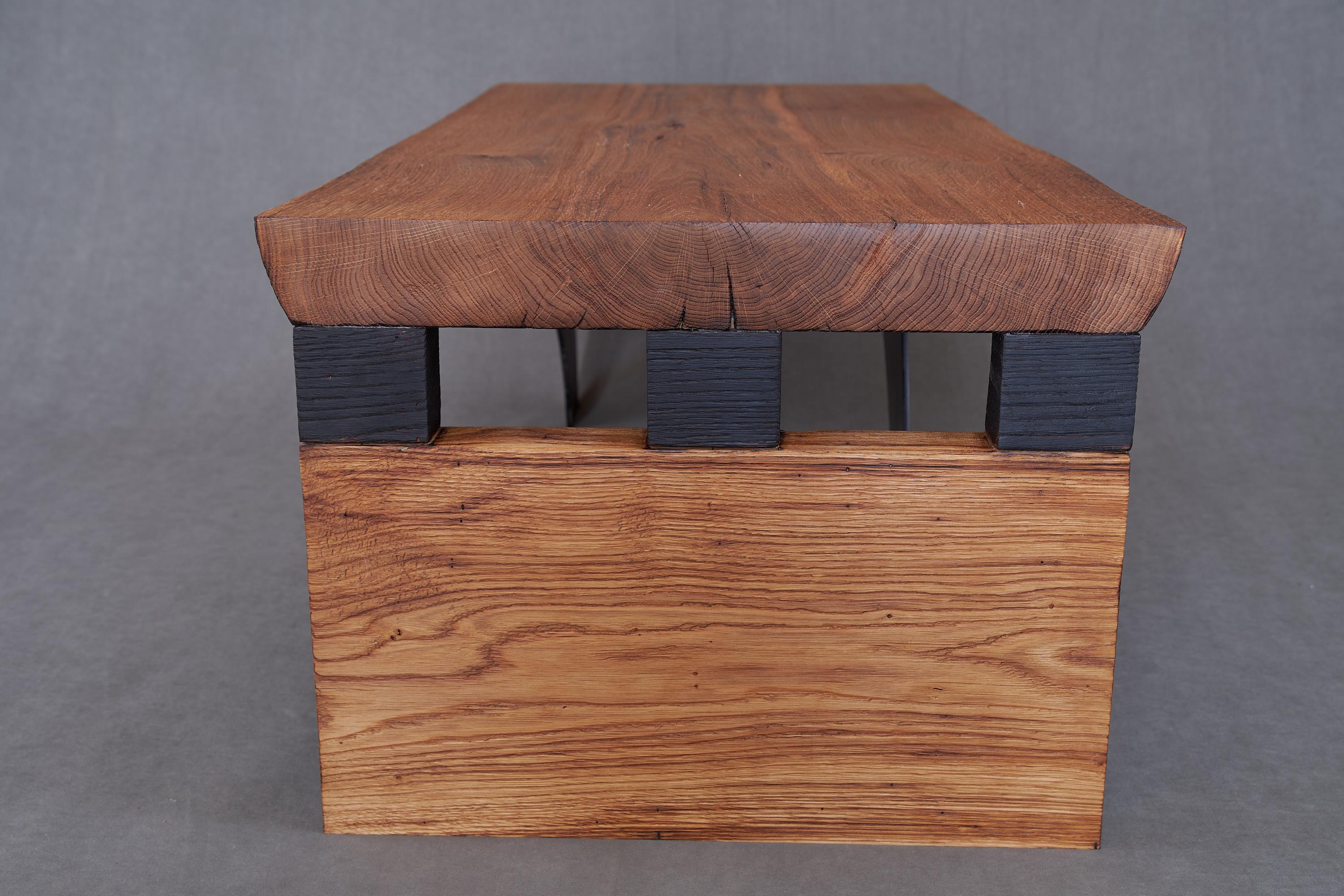Massive oak Coffee Table, Contemporary Original Design, Logniture For Sale 2