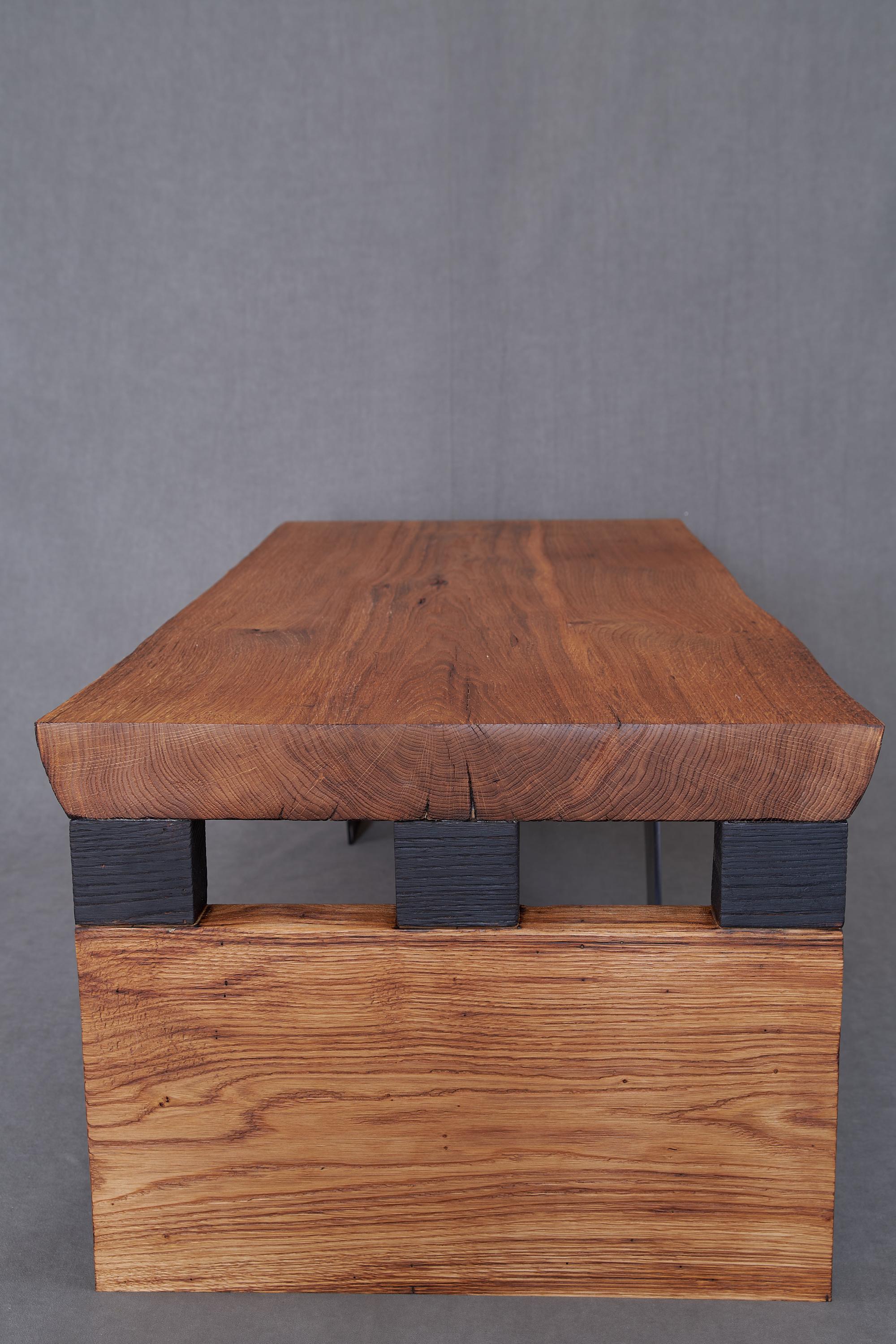 Massive oak Coffee Table, Contemporary Original Design, Logniture For Sale 3