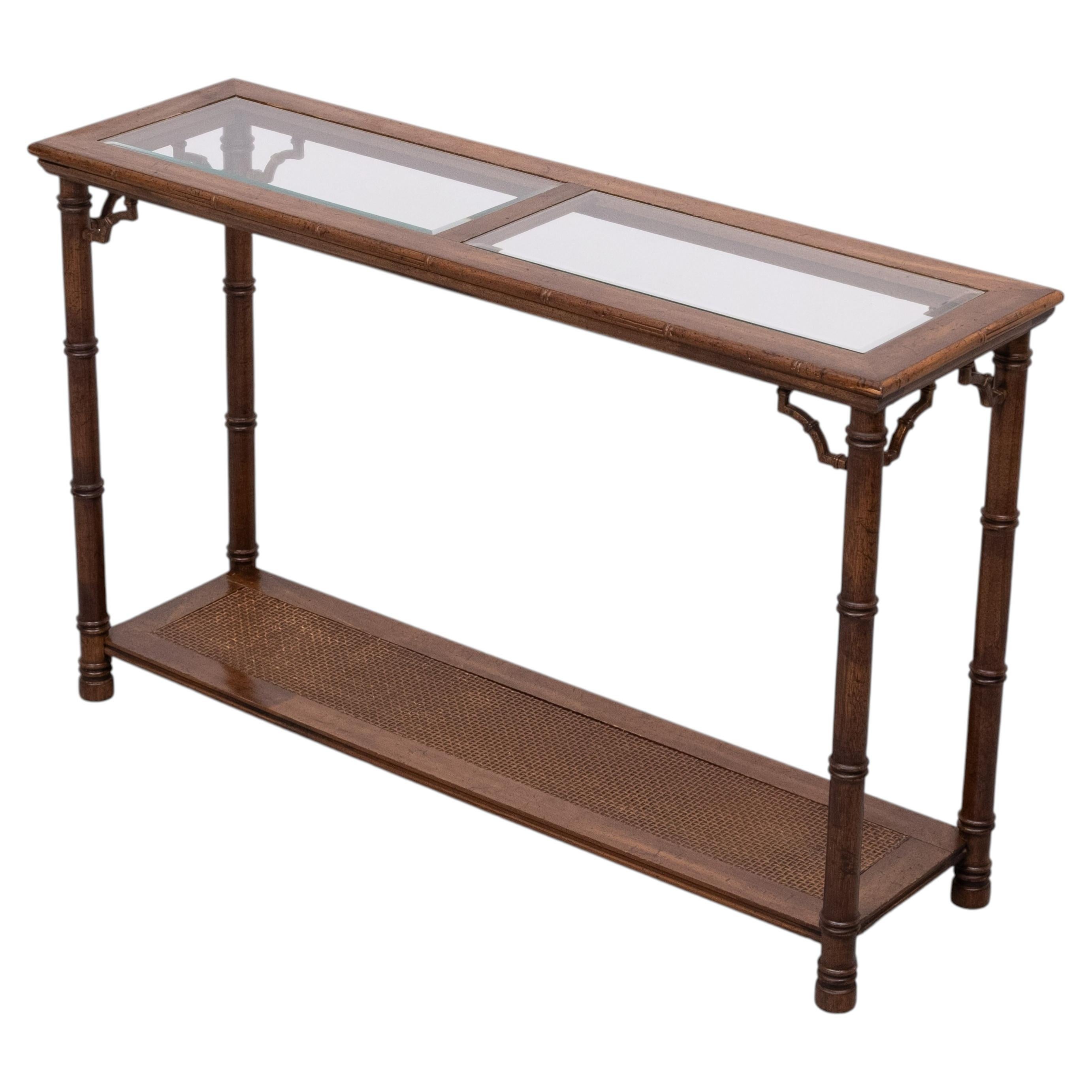 Console Table faux bamboo Chinese Chippendale 1970s