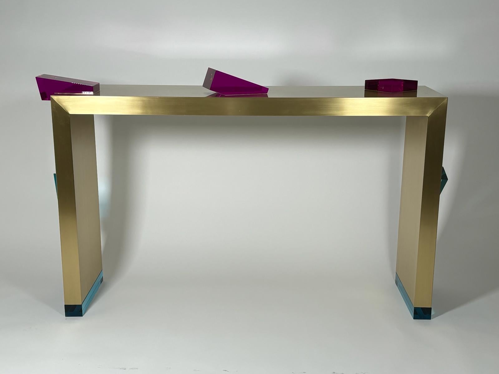 Brass Console Table Future Pyrite Model by Studio Superego, Italy For Sale