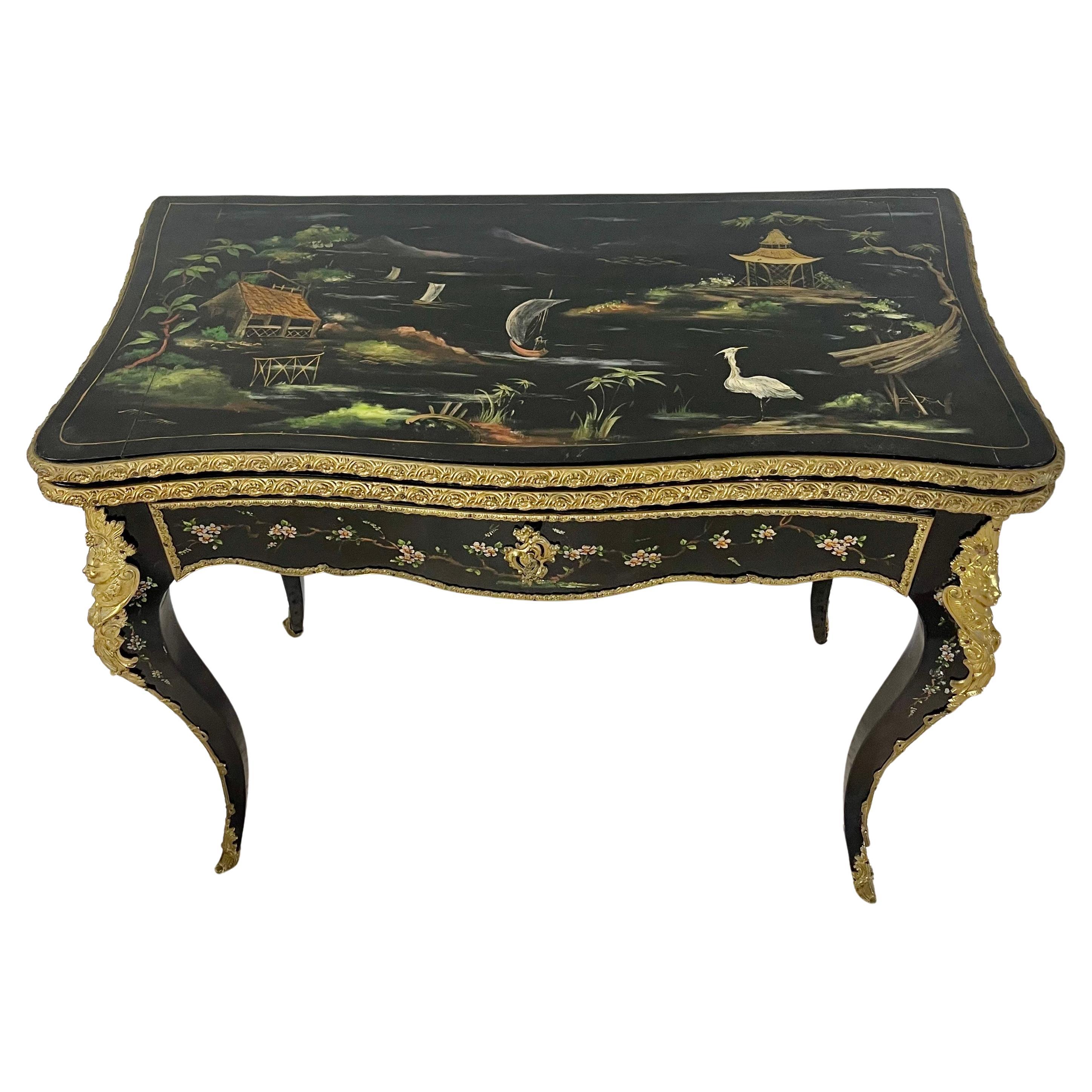 Milieu du XIXe siècle Table console jeu 19ème français Napoléon III en vente