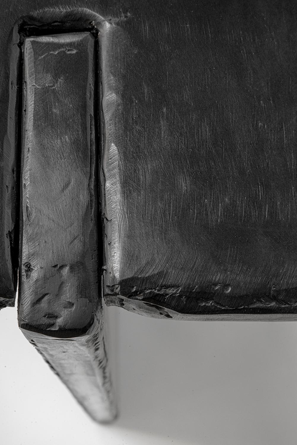 XXIe siècle et contemporain Table console Géométrique Moderne Contemporaine Acier ciré noirci en vente
