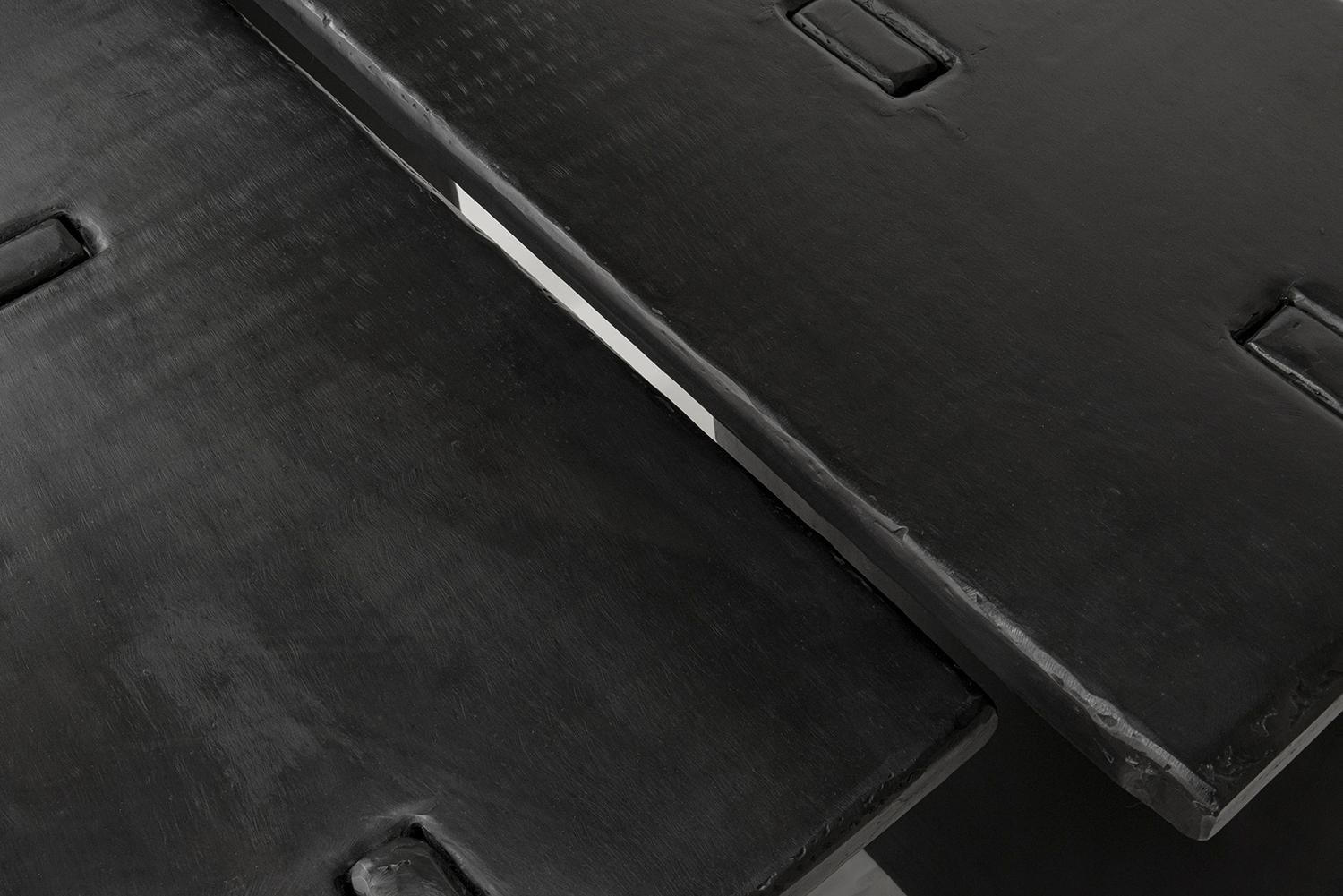 Table console Géométrique Moderne Contemporaine Acier ciré noirci en vente 3