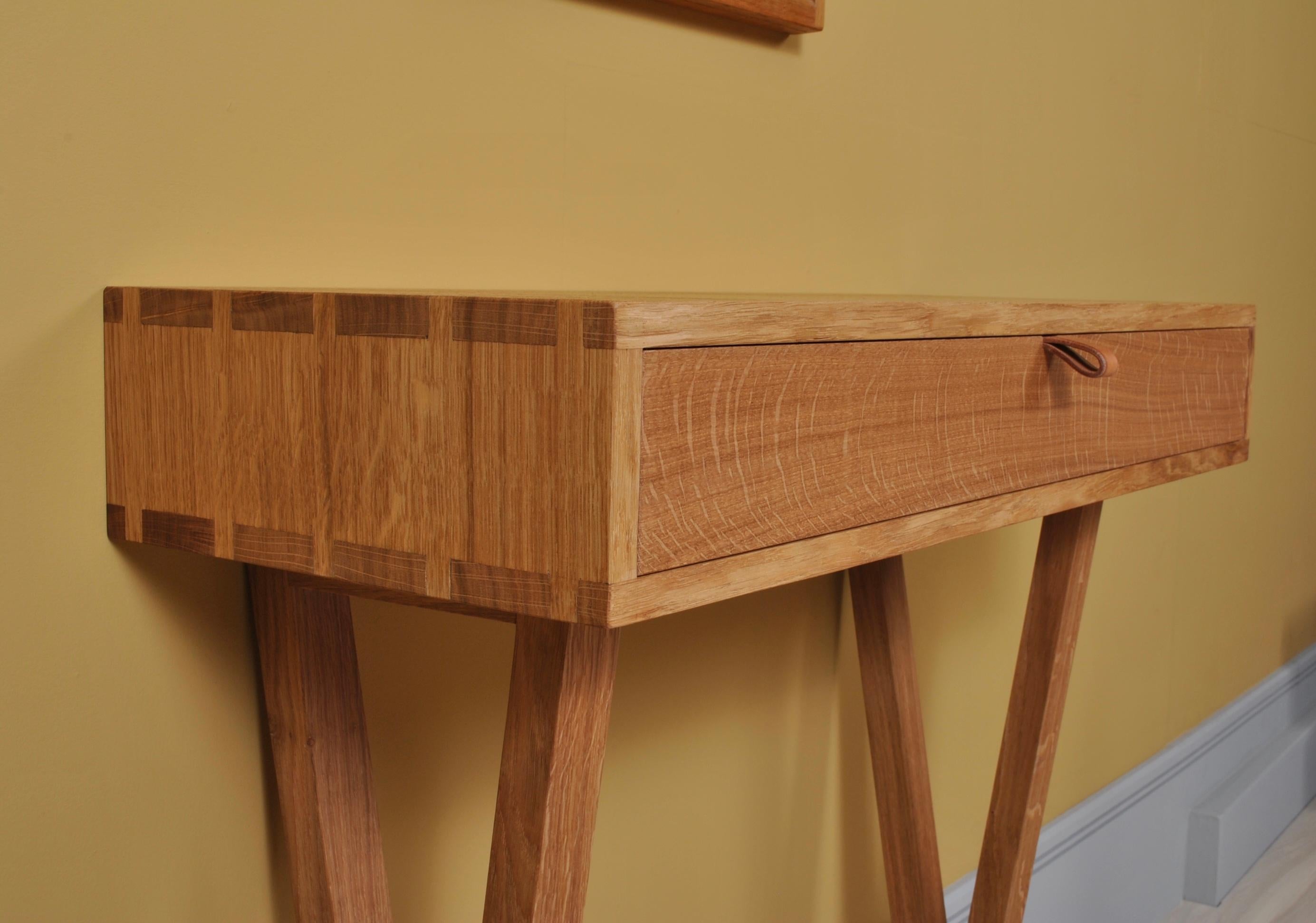 Post-Modern Console Table, Handcrafted English Oak For Sale
