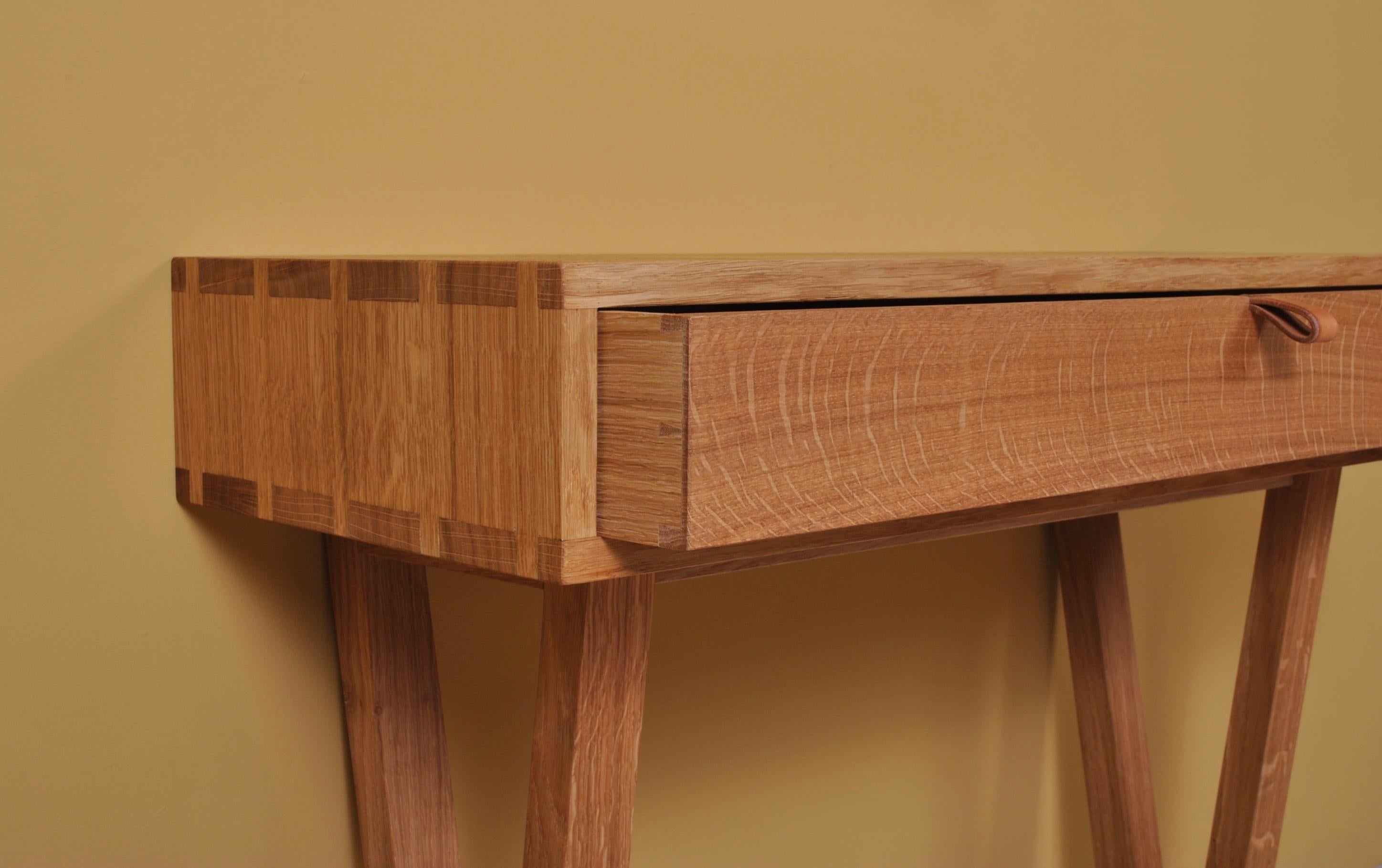 Hand-Crafted Console Table, Handcrafted English Oak For Sale