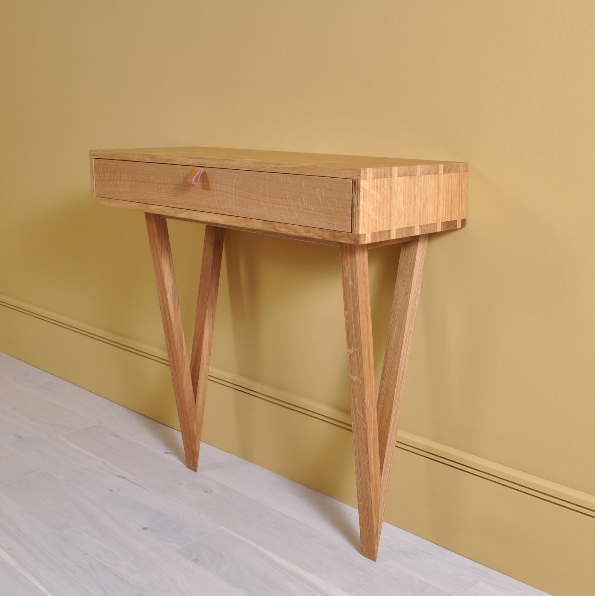 Contemporary Console Table, Handcrafted English Oak For Sale
