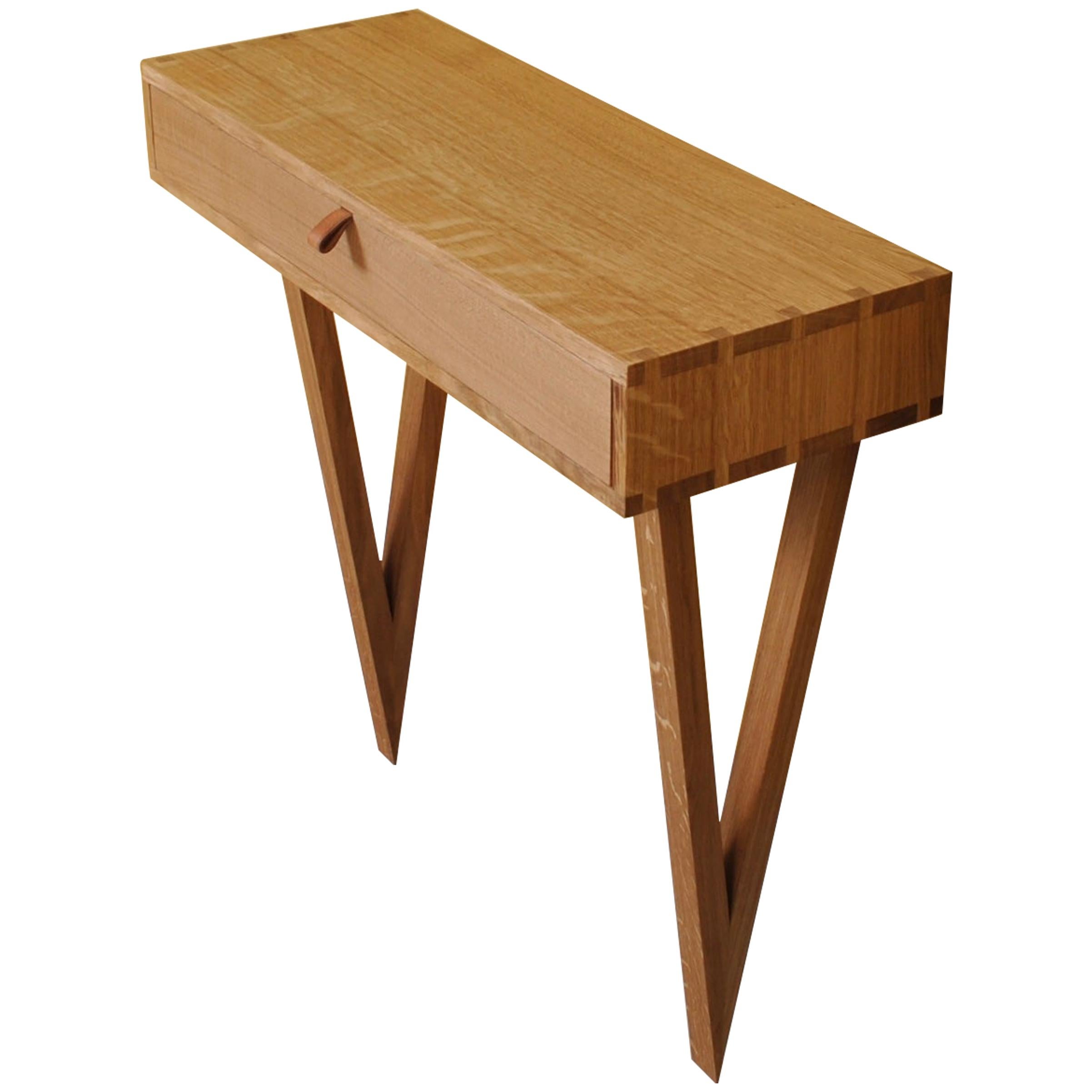 Table console en chêne anglais, fabriquée à la main