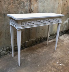 Console Table Having Greek Key Details and Plaster Finish