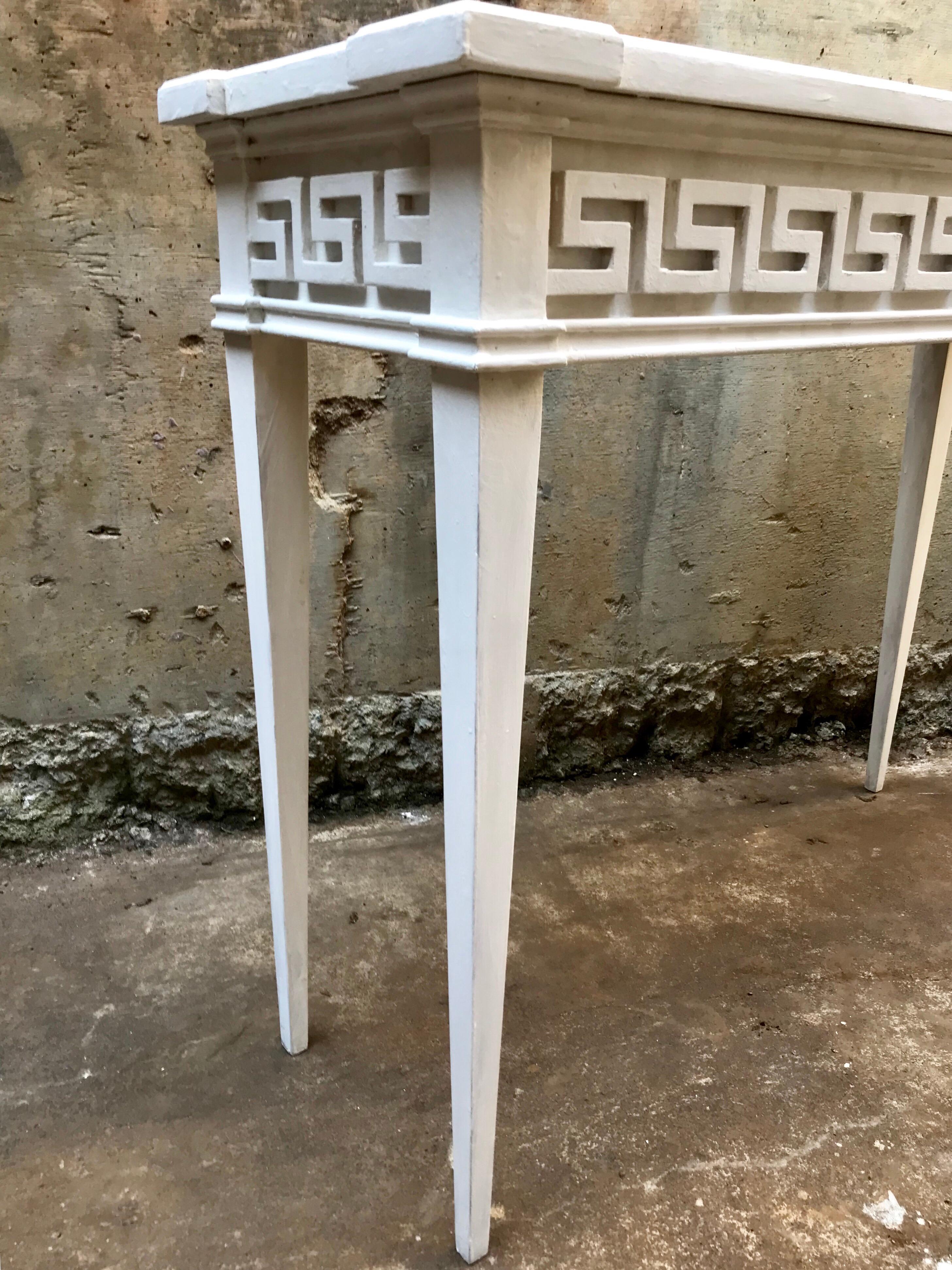 Neoclassical Console Table Having Greek Key Details and Plaster Finish For Sale