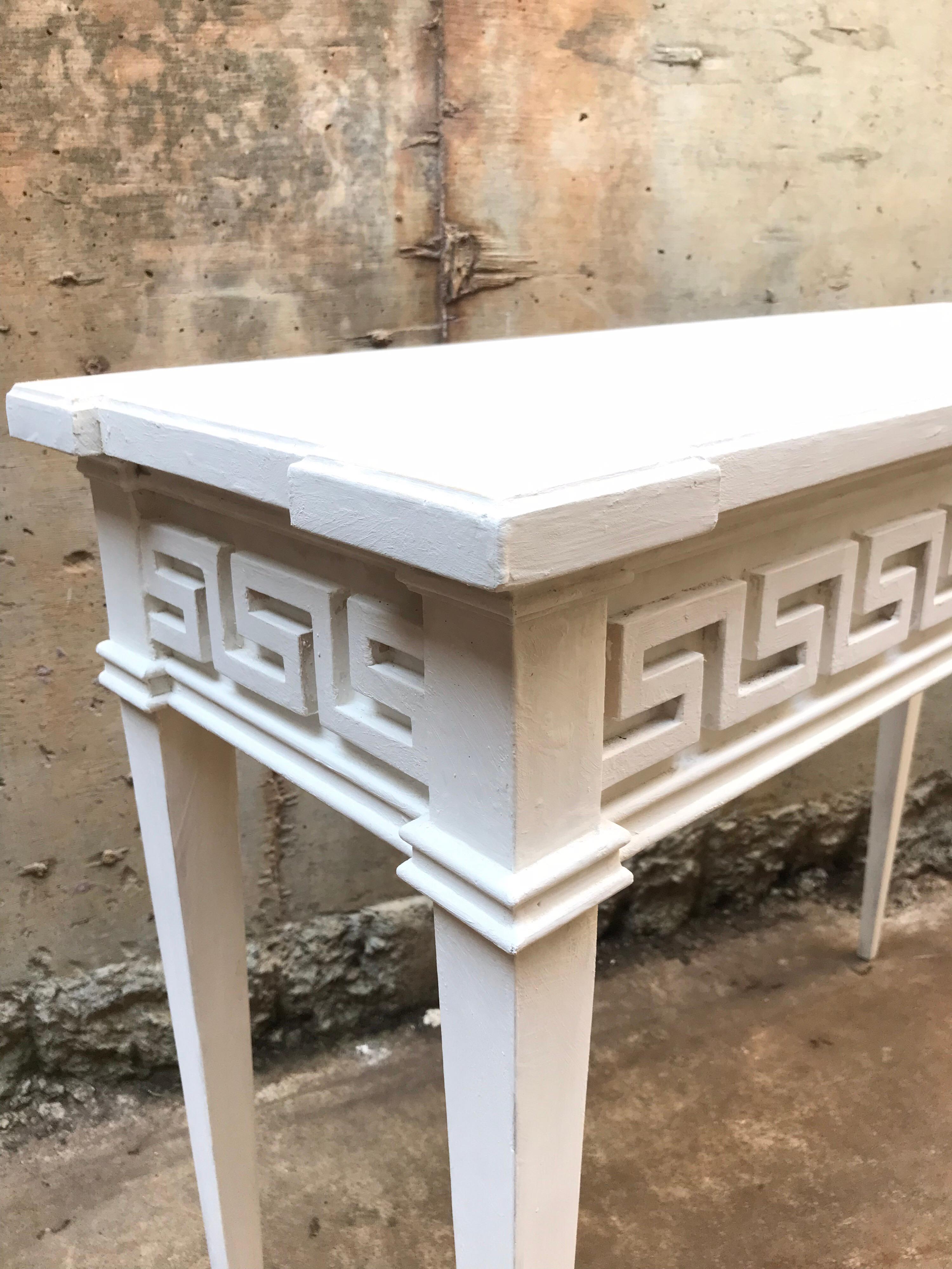 American Console Table Having Greek Key Details and Plaster Finish For Sale
